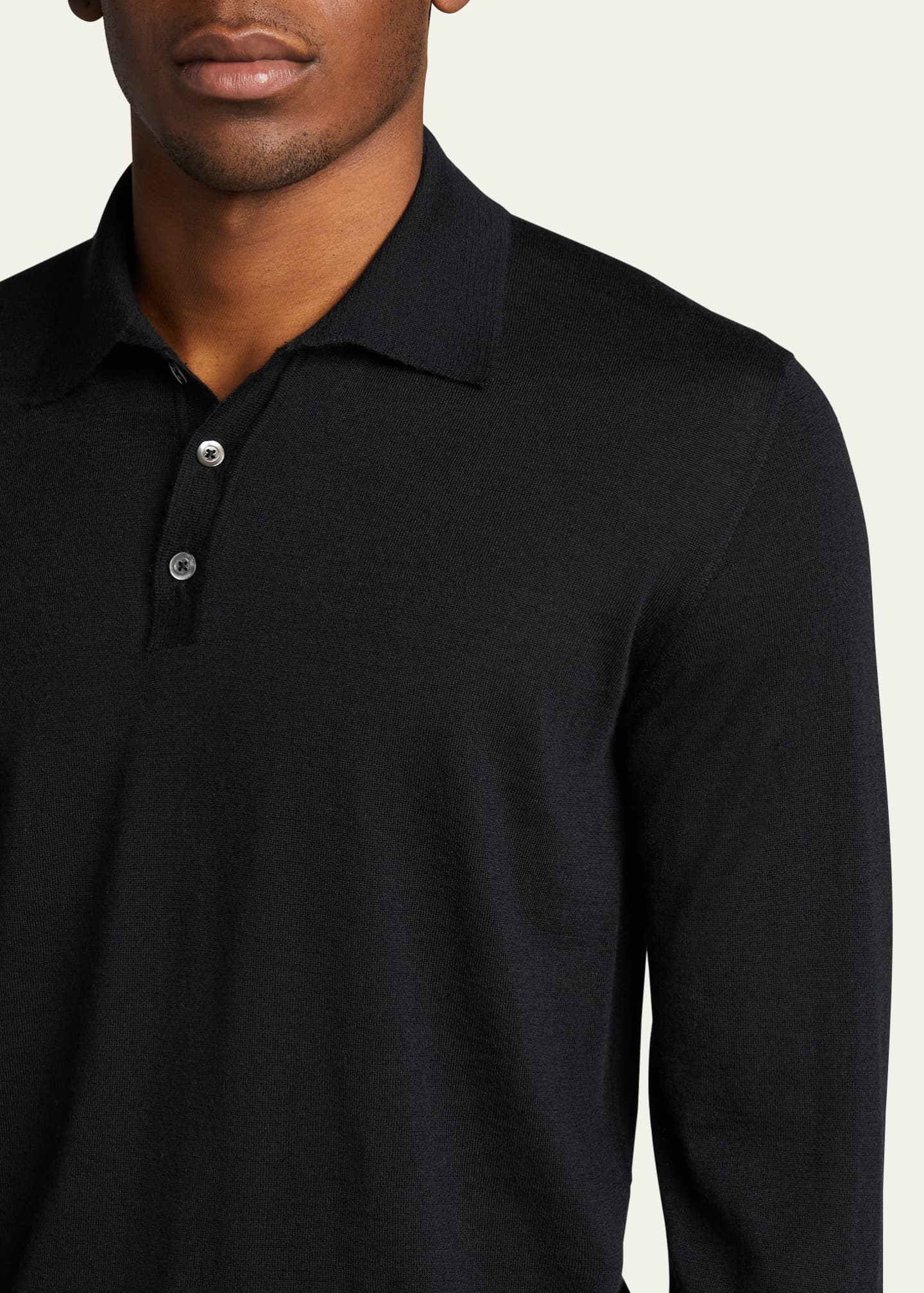 Bergdorf Goodman Long-Sleeve Cashmere Polo Sweater