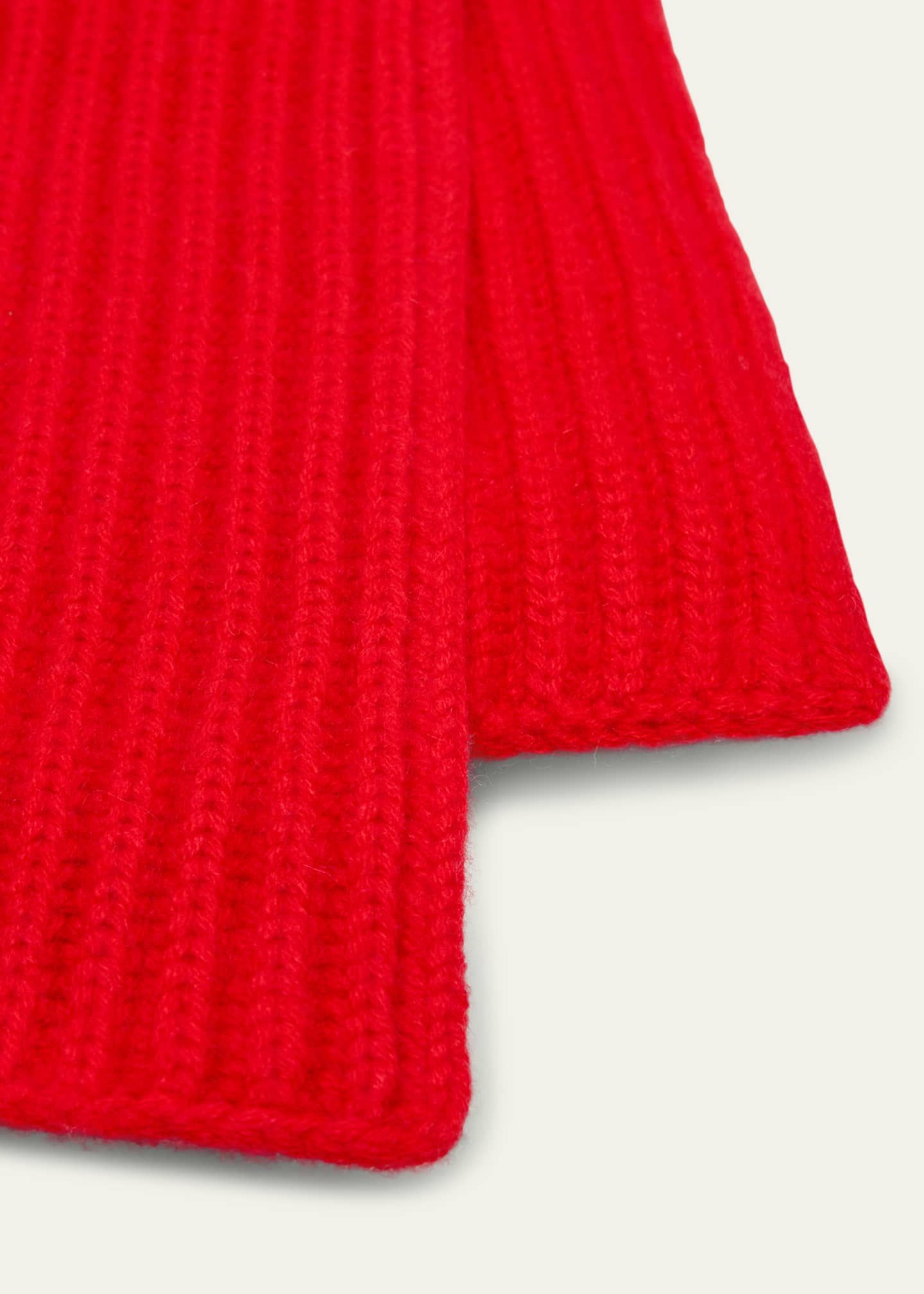 Bergdorf Goodman Ribbed Cashmere Scarf, Black Image 3 of 4