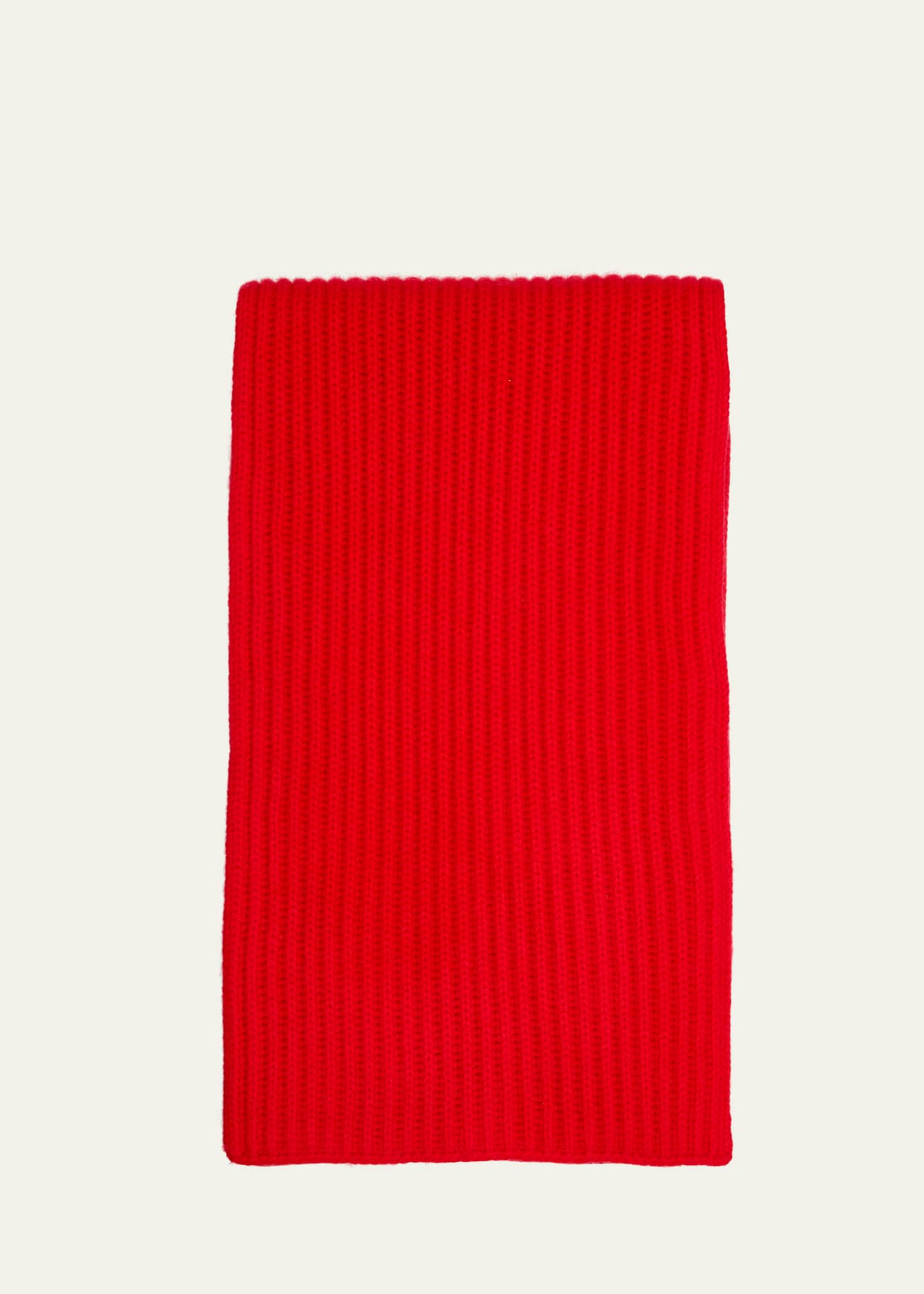 Bergdorf Goodman Ribbed Cashmere Scarf, Black Image 1 of 4