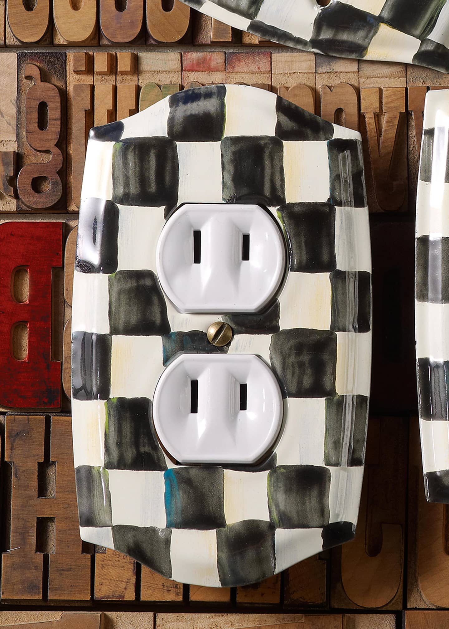 MacKenzieChilds Courtly Check Outlet Cover Plate Bergdorf Goodman