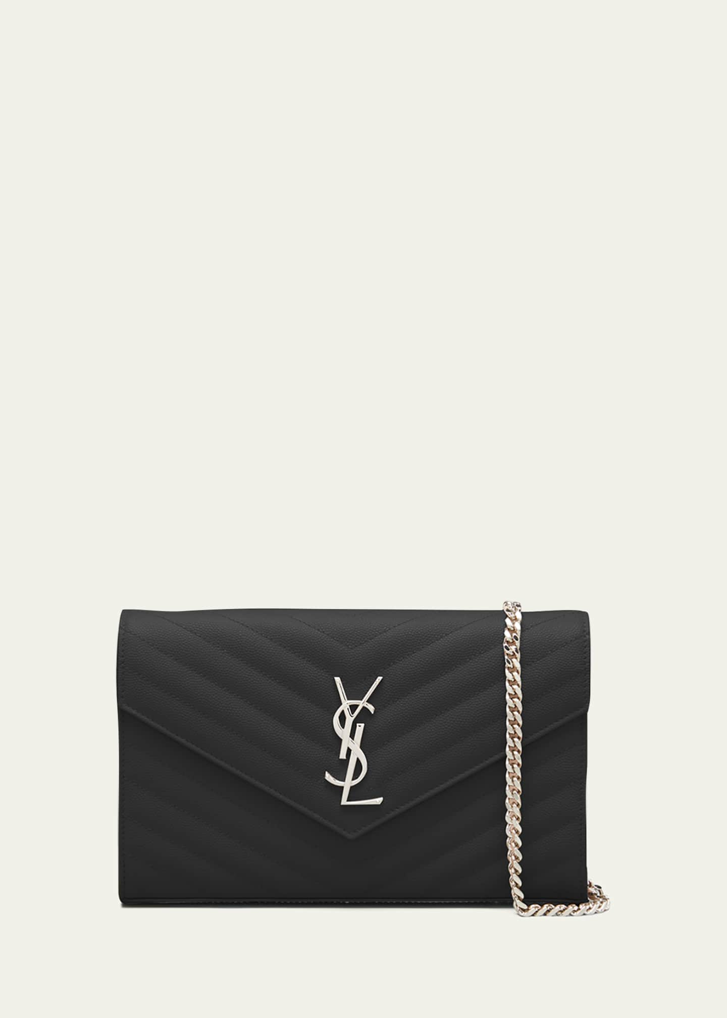 Saint Laurent Monogram Large YSL Grain de Poudre Calfskin Wallet