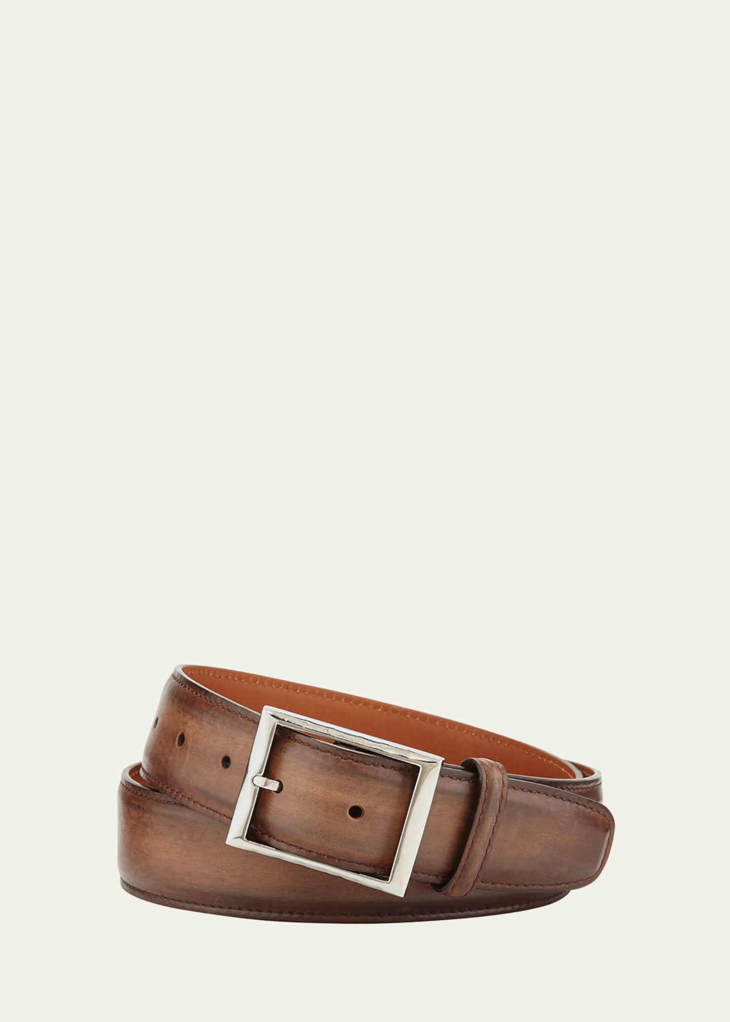 【最安値に挑戦】 Berluti Men's Goodman Bergdorf - Belt Leather Burnished Classic 小物