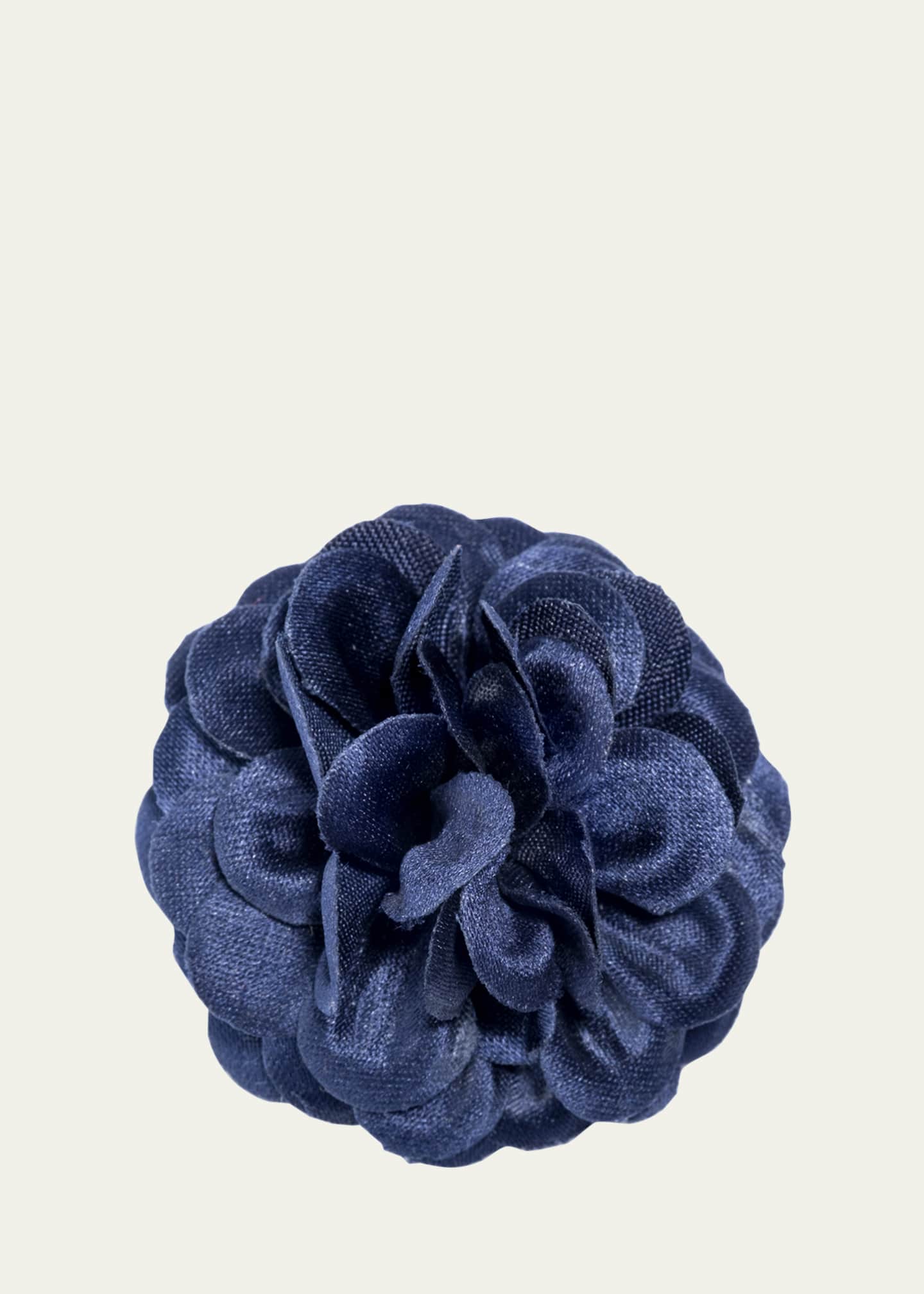 hook + Albert Satin Dahlia Lapel Flower, Navy