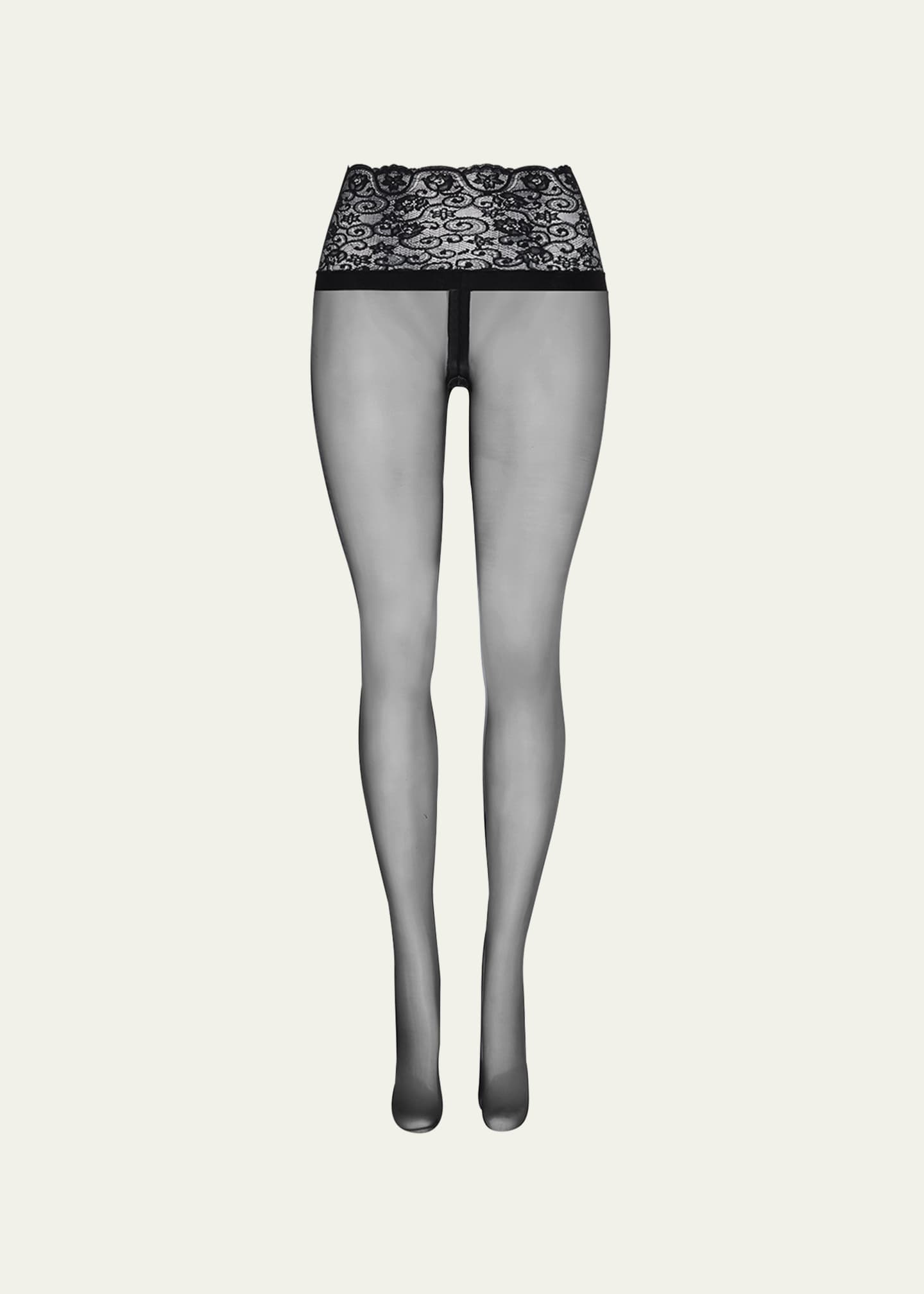 Commando Sexy Sheer Lace Waist Tights Bergdorf Goodman