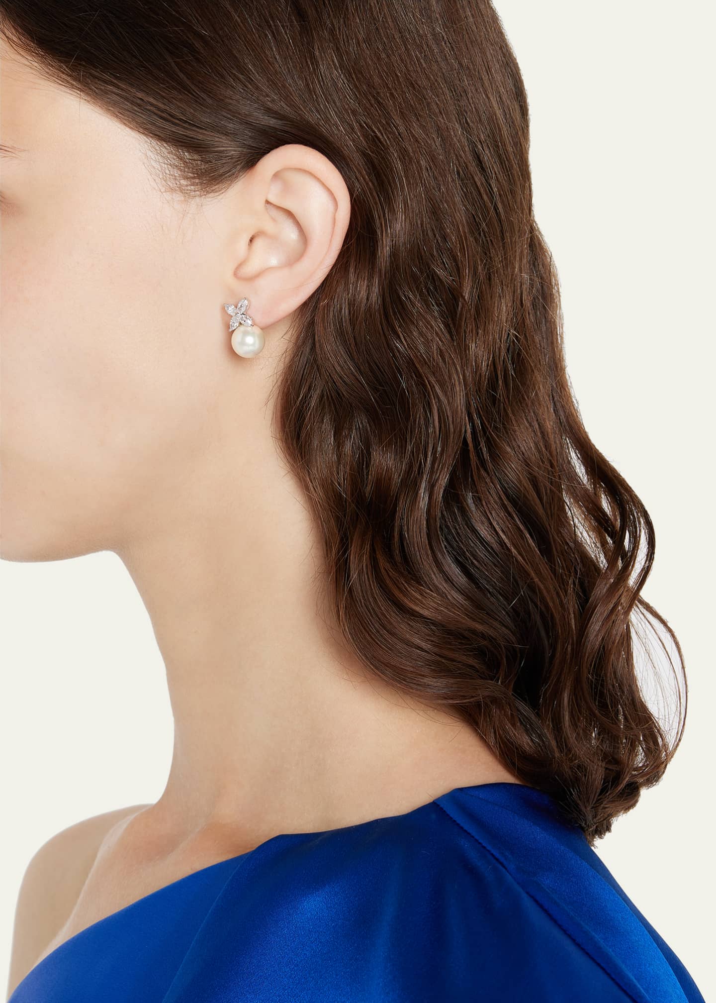 Fantasia by DeSerio 14K White Gold Pearly Post Earrings Bergdorf