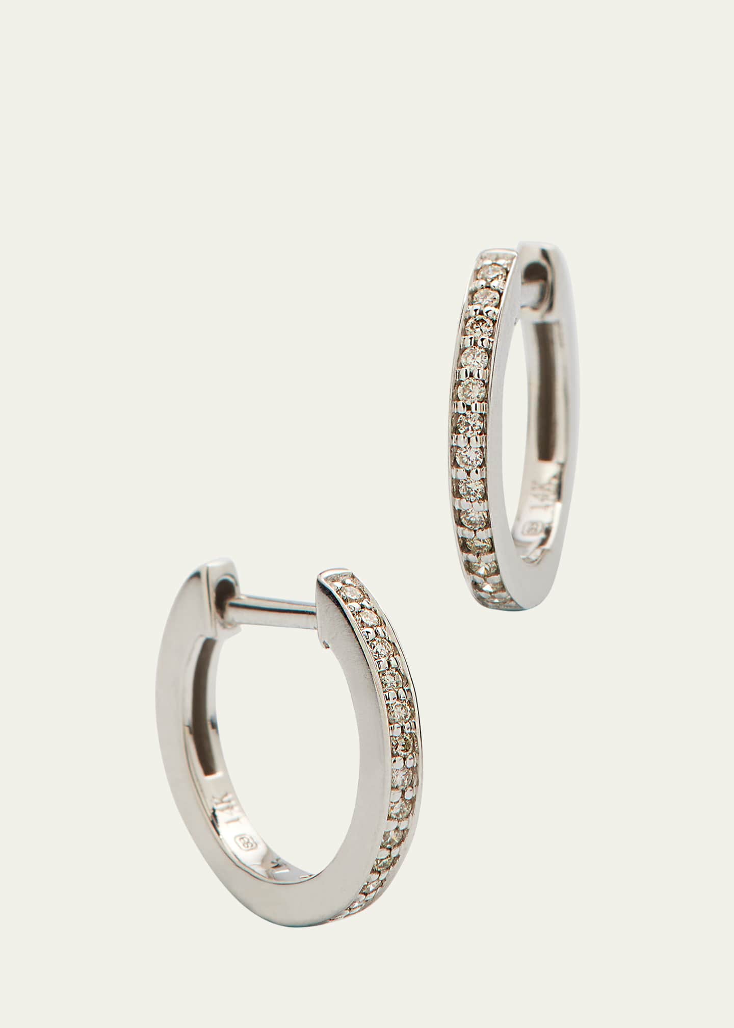 Sydney Evan 14k White Gold Diamond Huggie Hoop Earrings Image 3 of 4