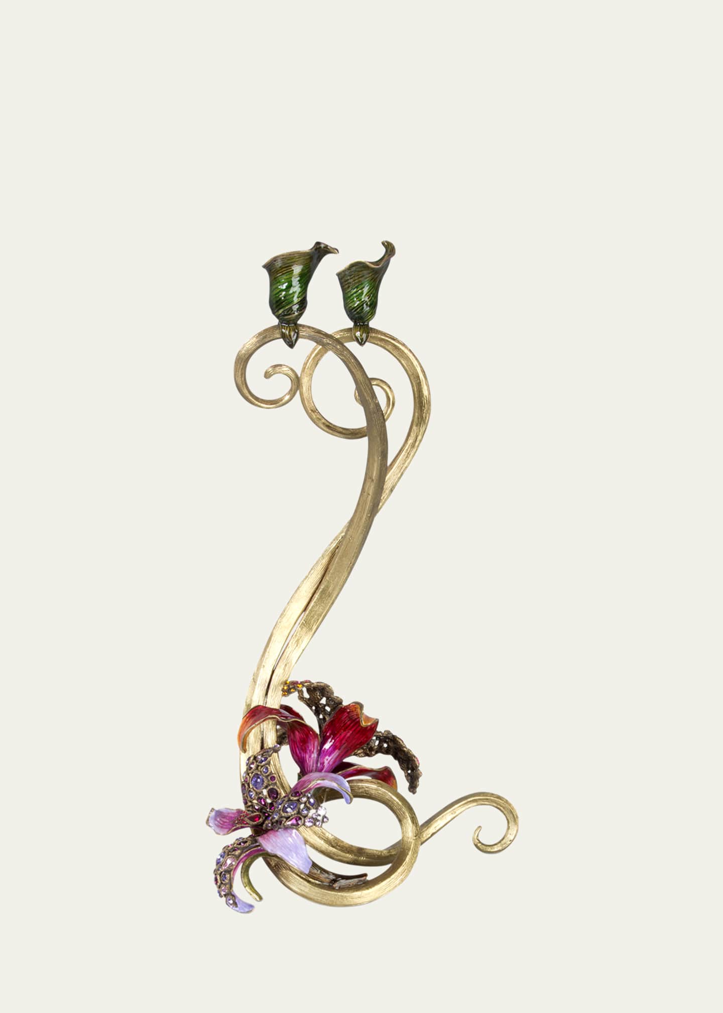 Jay Strongwater Roelyn Orchid Double Candlestick Image 2 of 4
