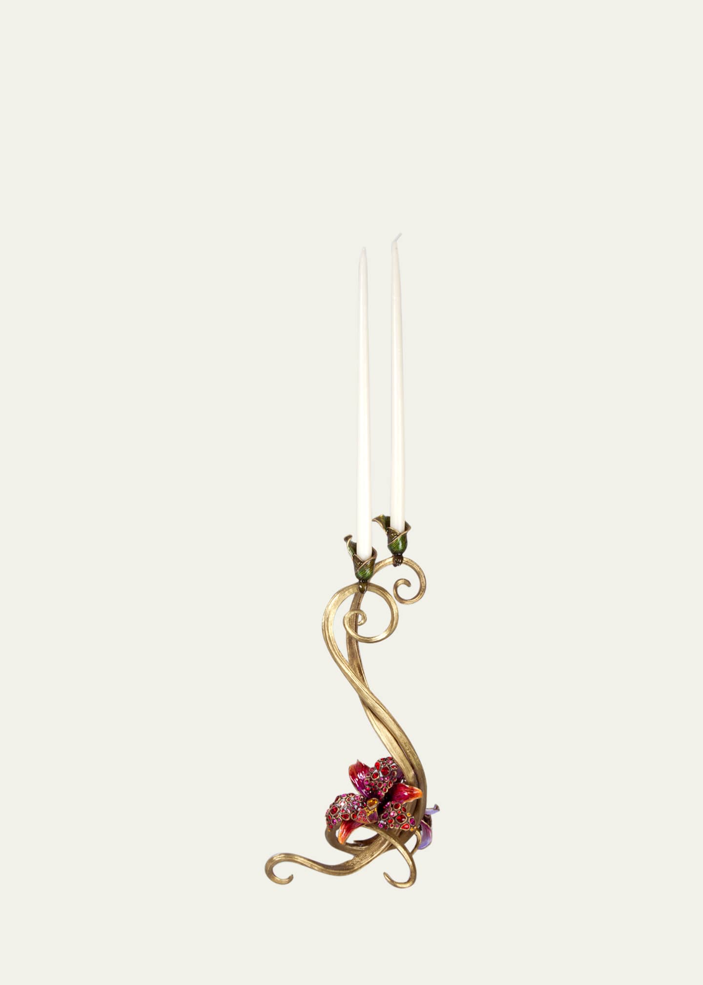 Jay Strongwater Roelyn Orchid Double Candlestick Image 3 of 4