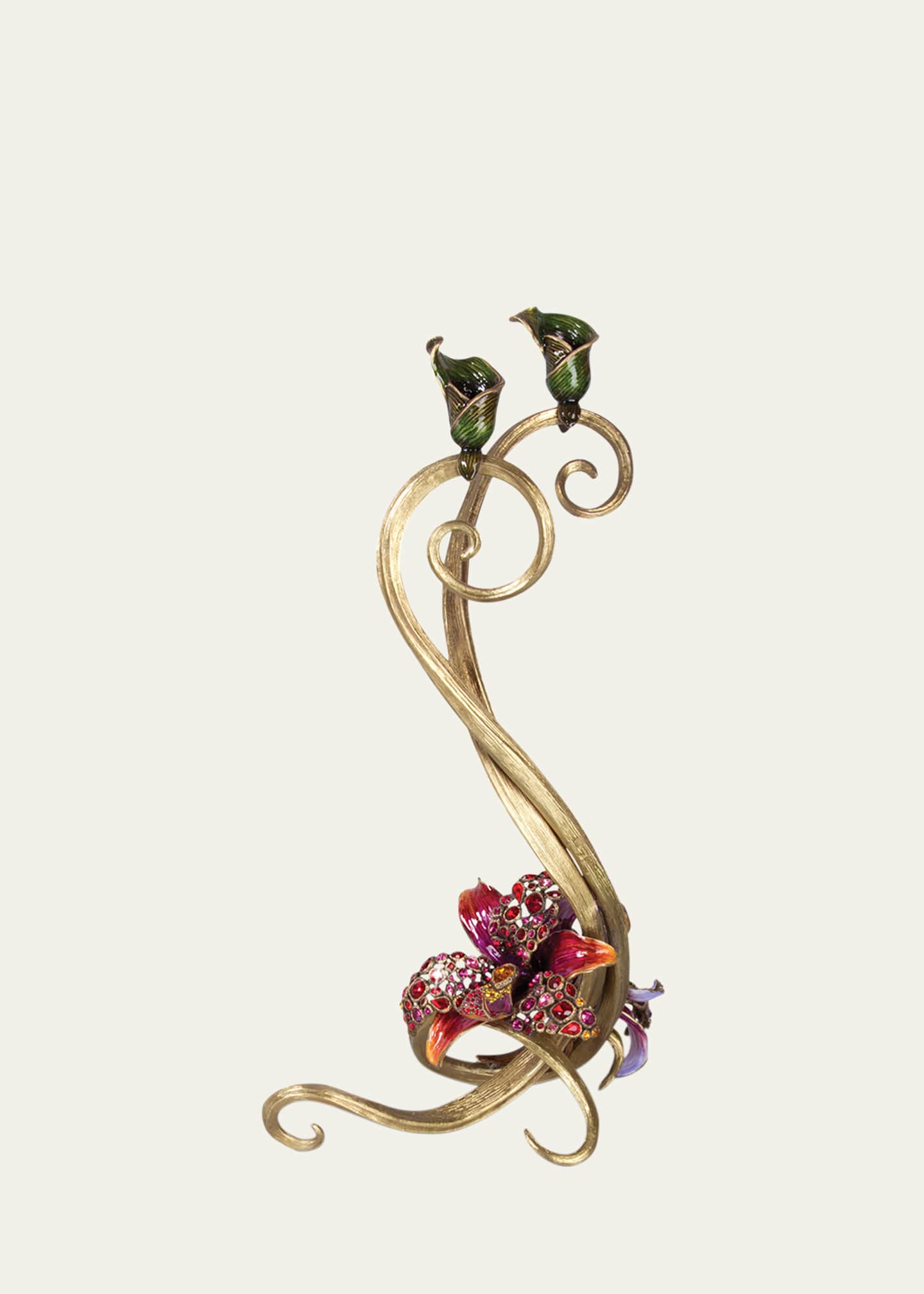 Jay Strongwater Roelyn Orchid Double Candlestick Image 1 of 4