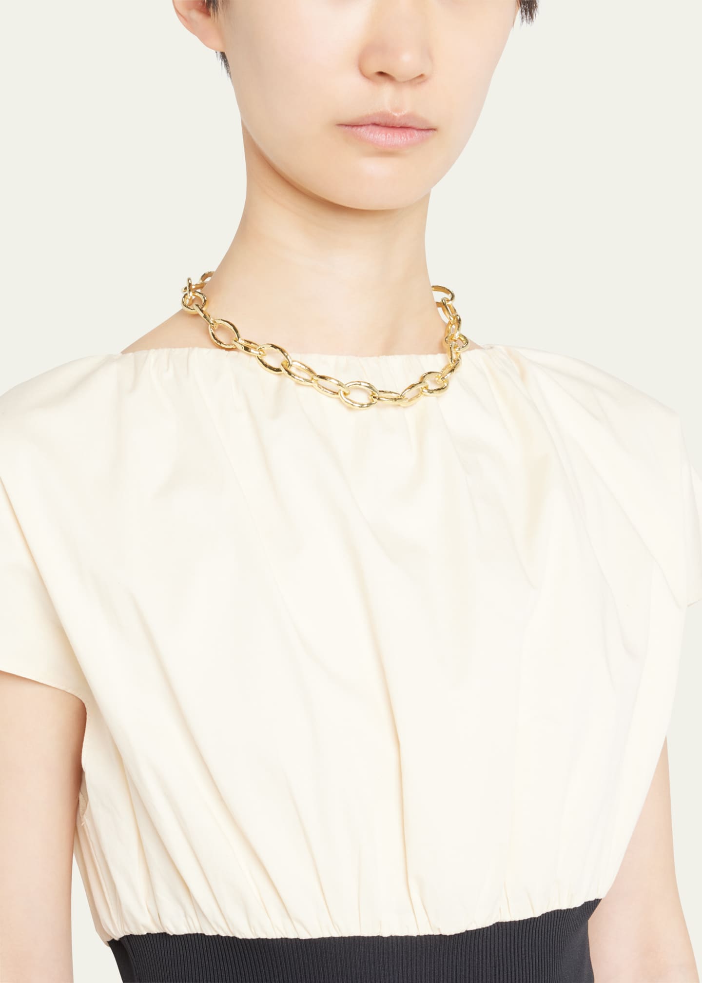 Ippolita Short Hammered Bastille Mini Link Necklace in 18K Gold Image 2 of 4