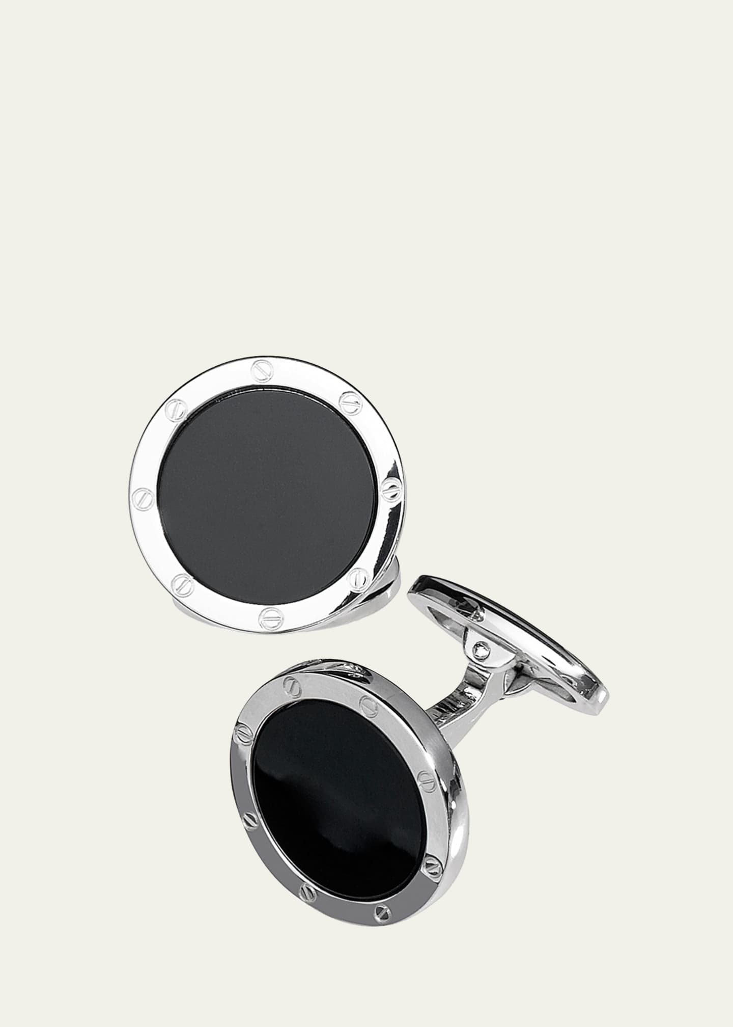 Jan Leslie Round Onyx Cuff Links