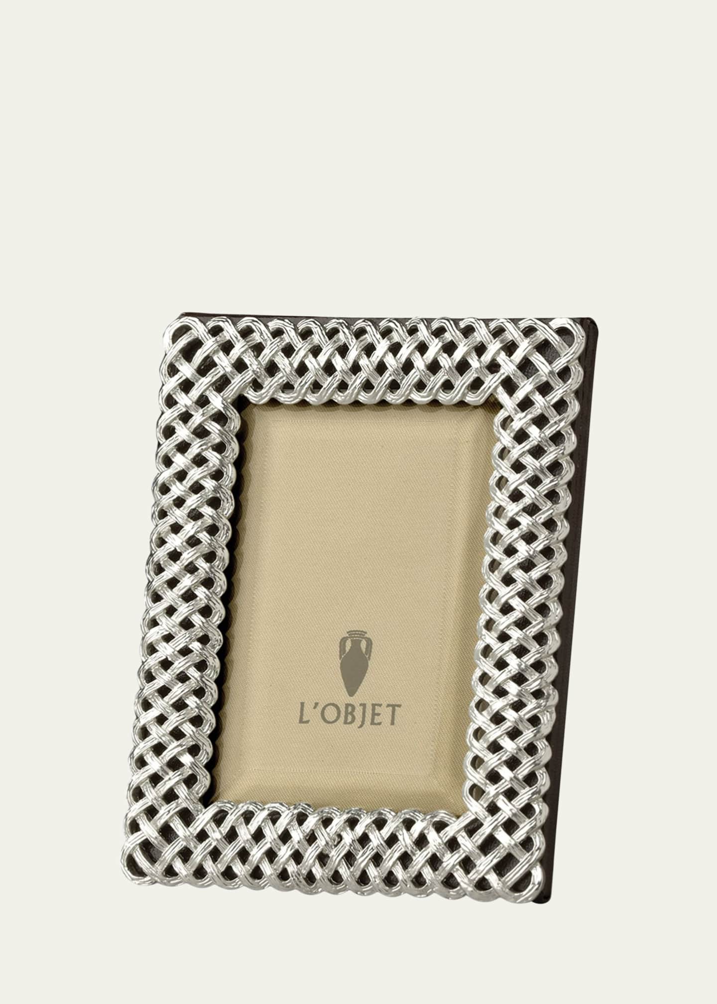 L'Objet Platinum Braid 2" x 3" Picture Frame