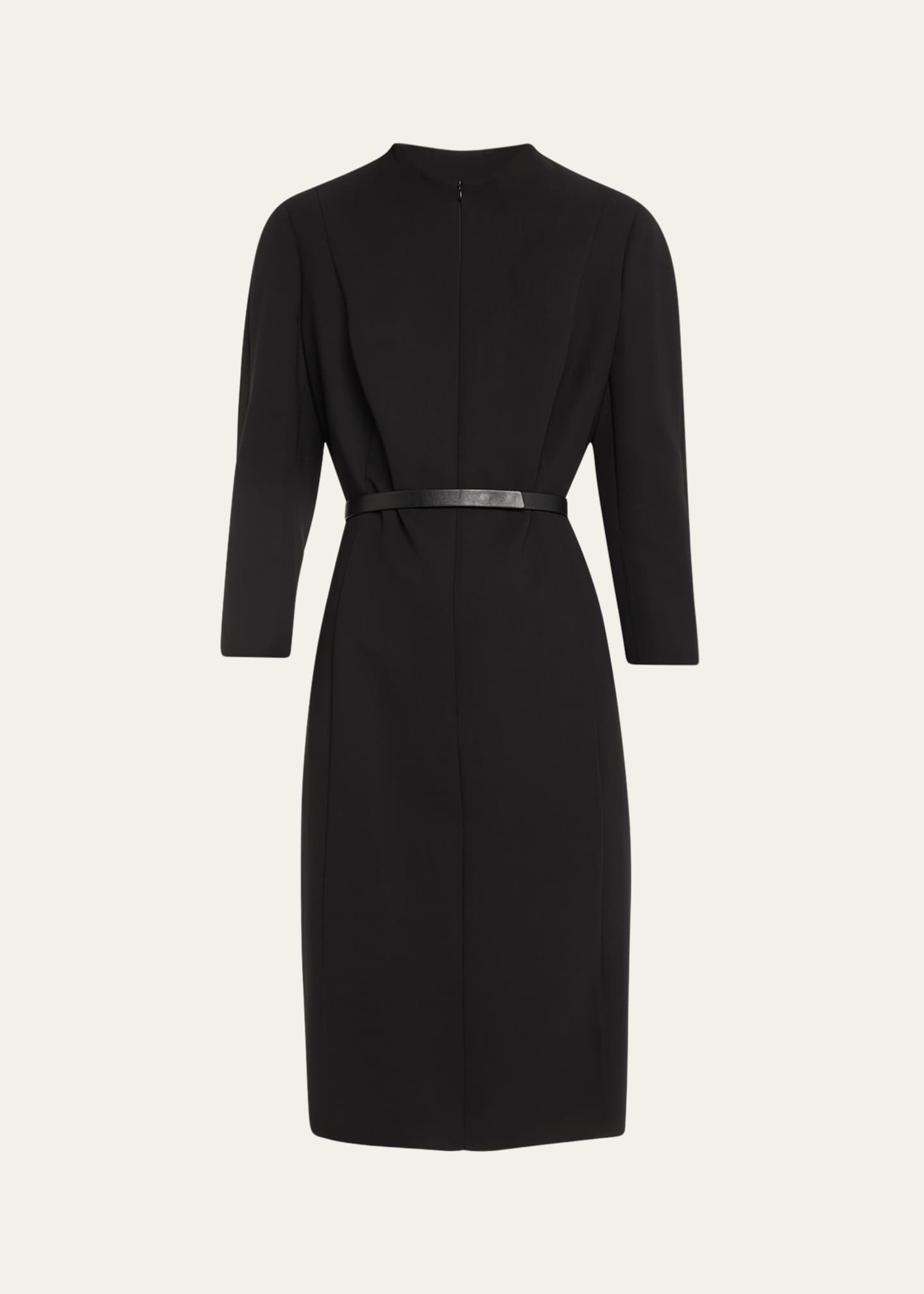 Akris Split-Neck Double-Face Wool Sheath Dress