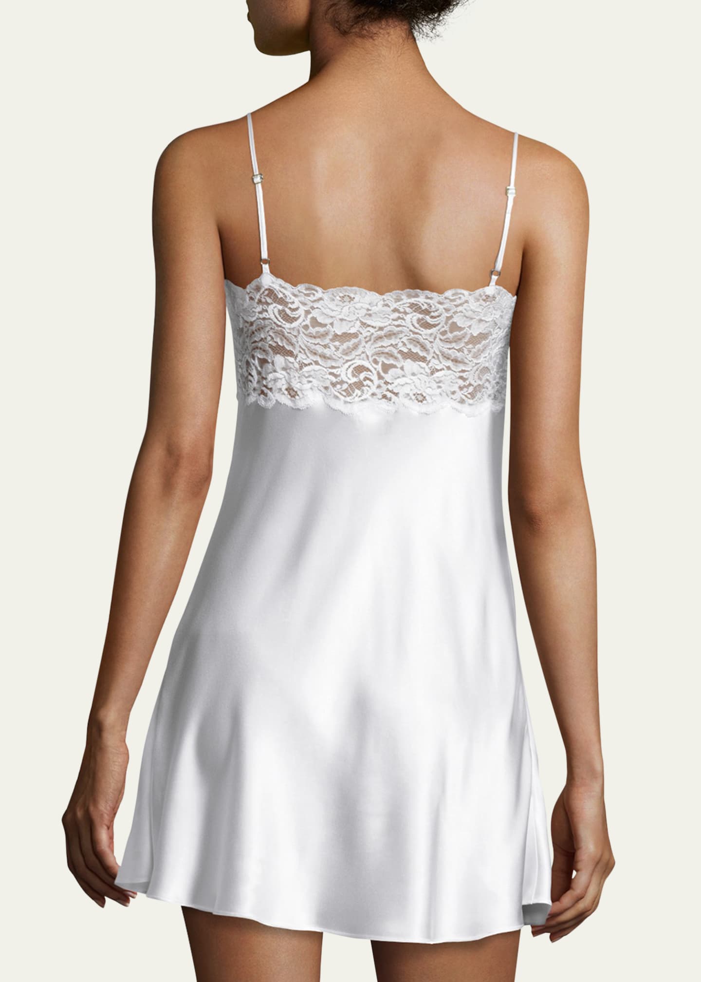 Christine Lingerie Bijoux Lace-Trim Silk Chemise Image 3 of 3