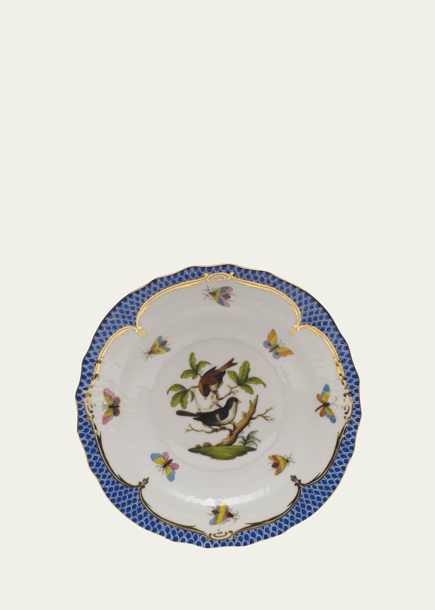Herend Rothschild Bird Blue Motif 4 Salad Plate