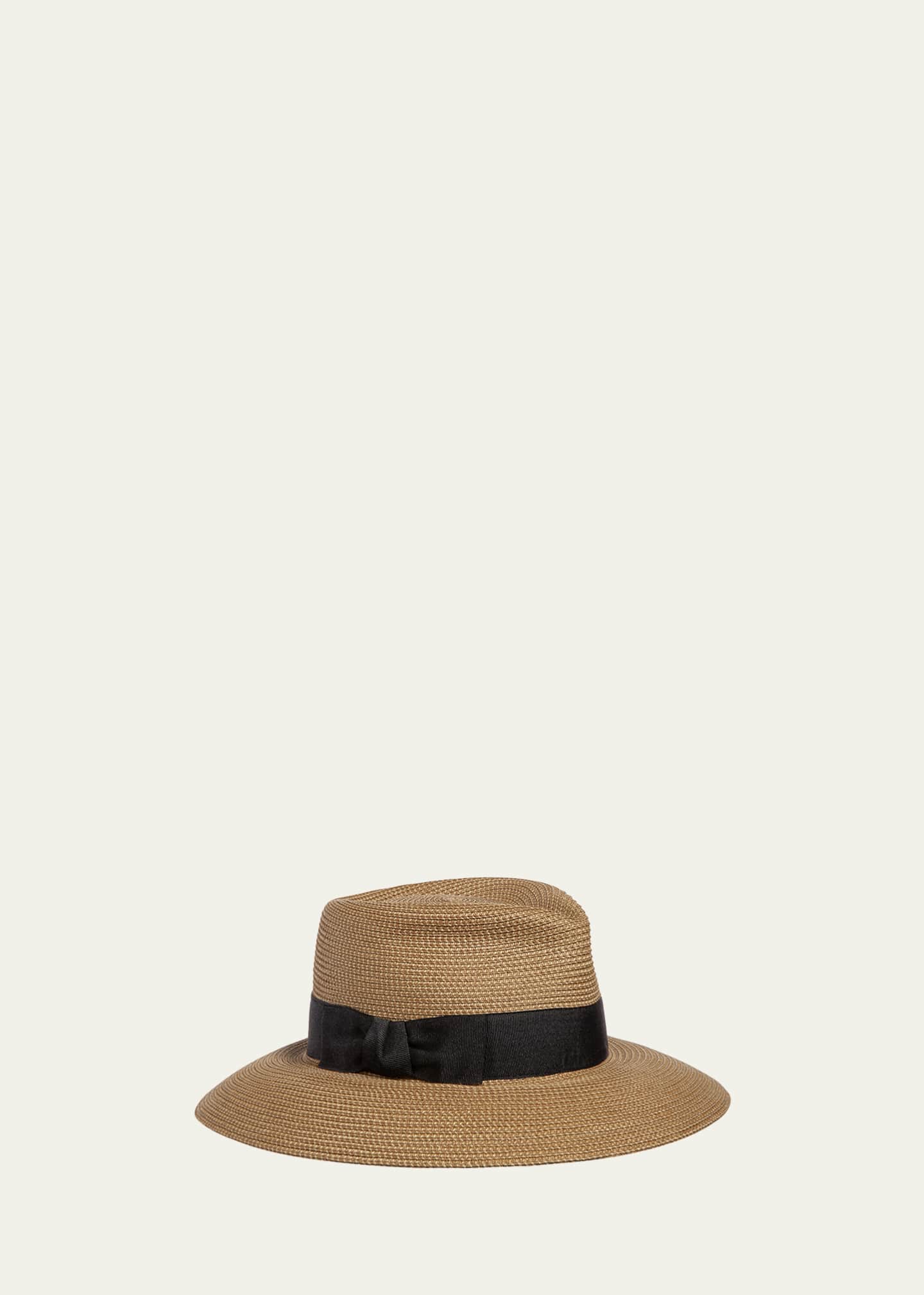 Eric Javits Phoenix Woven Boater Hat, Natural/Black