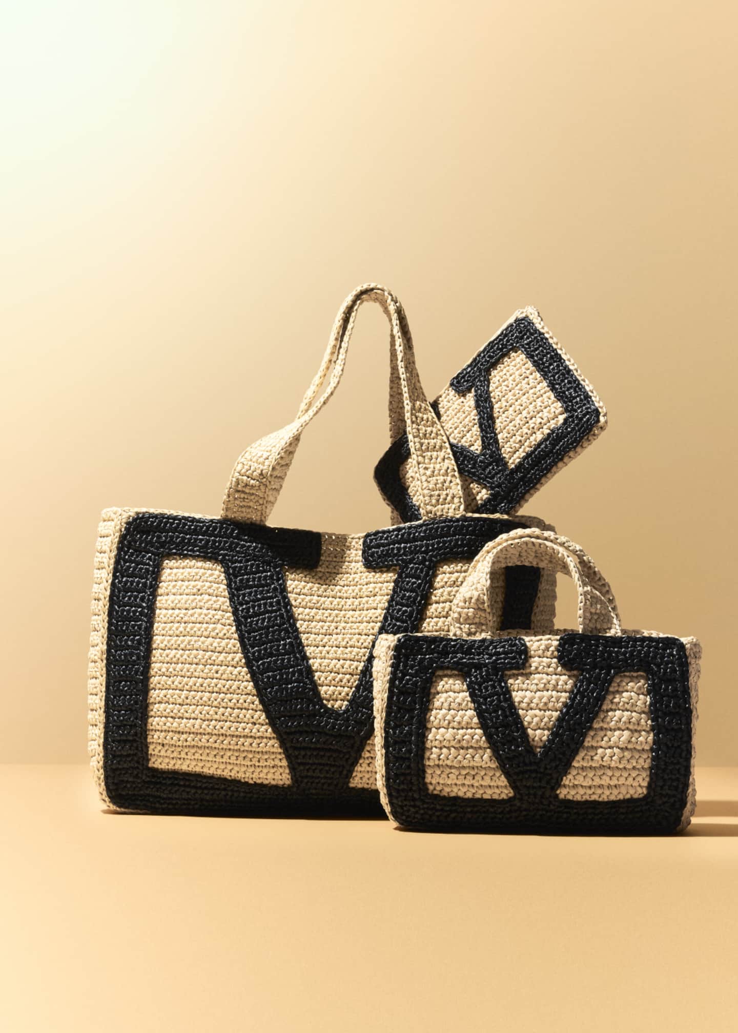 Valentino Garavani Viva Superstar Crochet Raffia Small Tote Bag Image 2 of 6