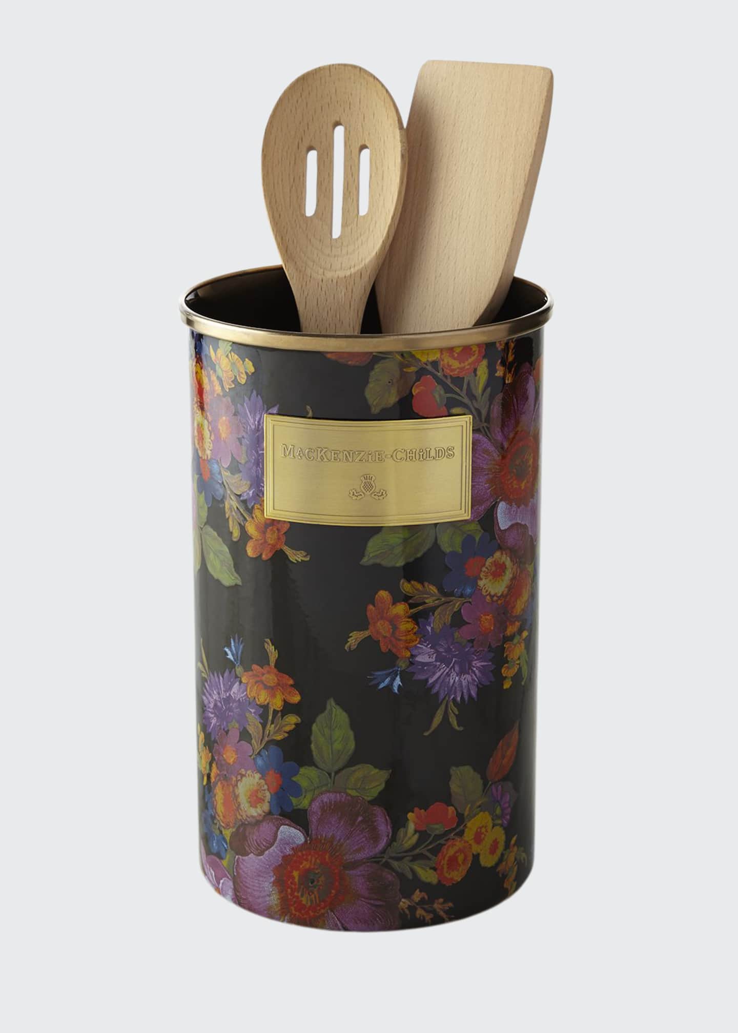 MacKenzieChilds Flower Market Black Utensil Holder Bergdorf Goodman