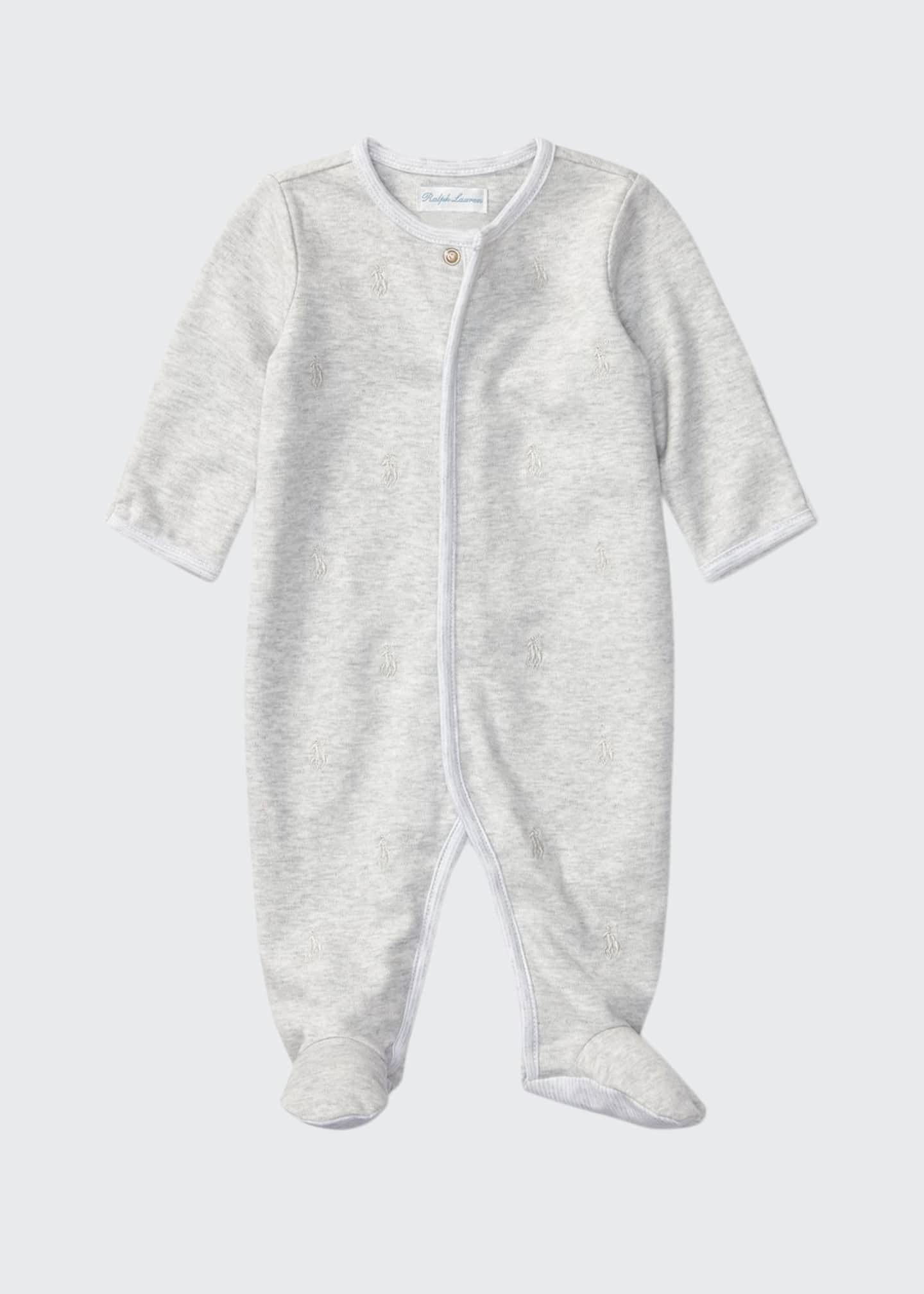 Ralph Lauren Childrenswear Logo Embroidery Heathered Interlock Footie  Pajamas, Size Newborn-9 Months - Bergdorf Goodman