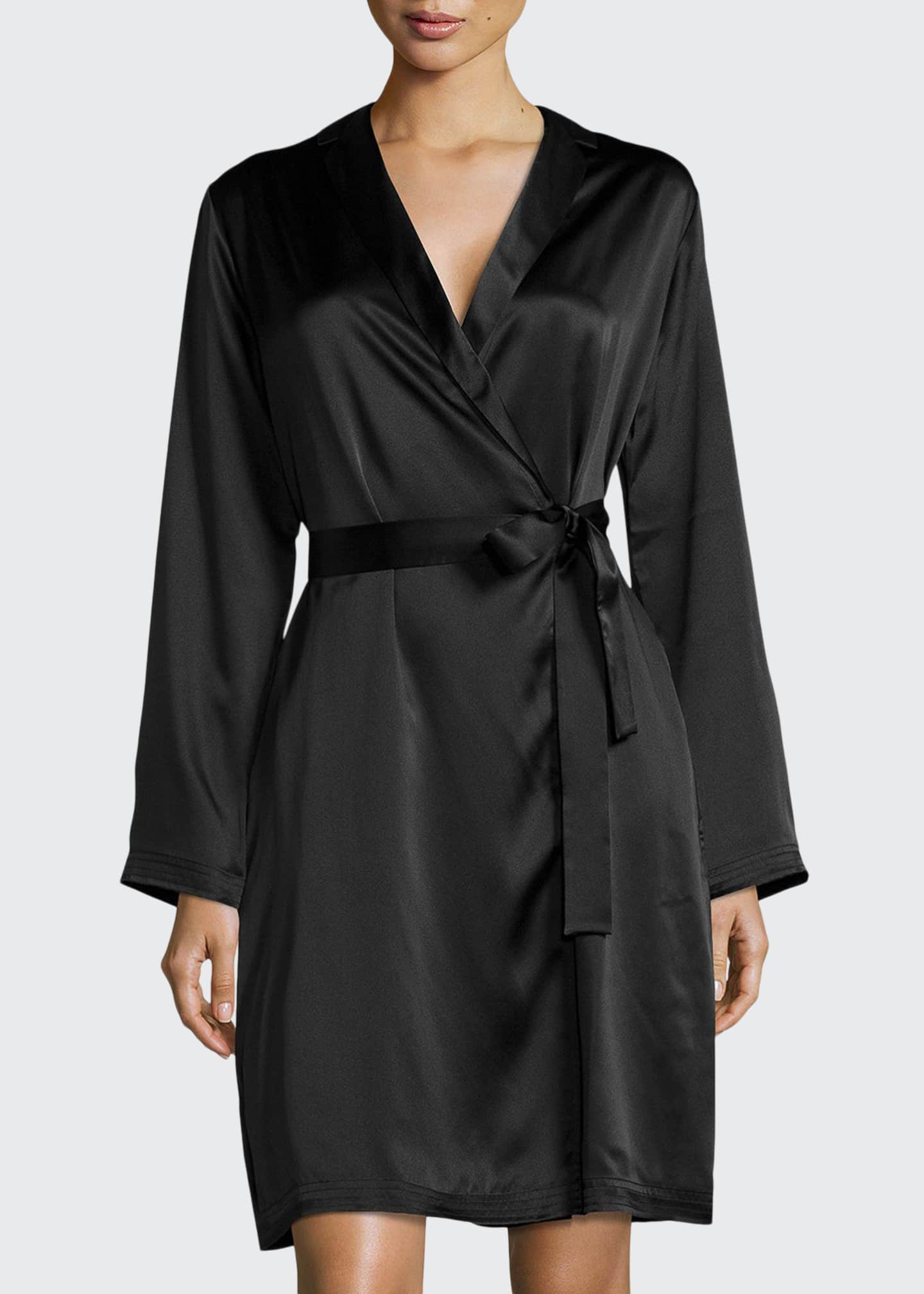La Perla Silk LongSleeve Short Robe Bergdorf Goodman
