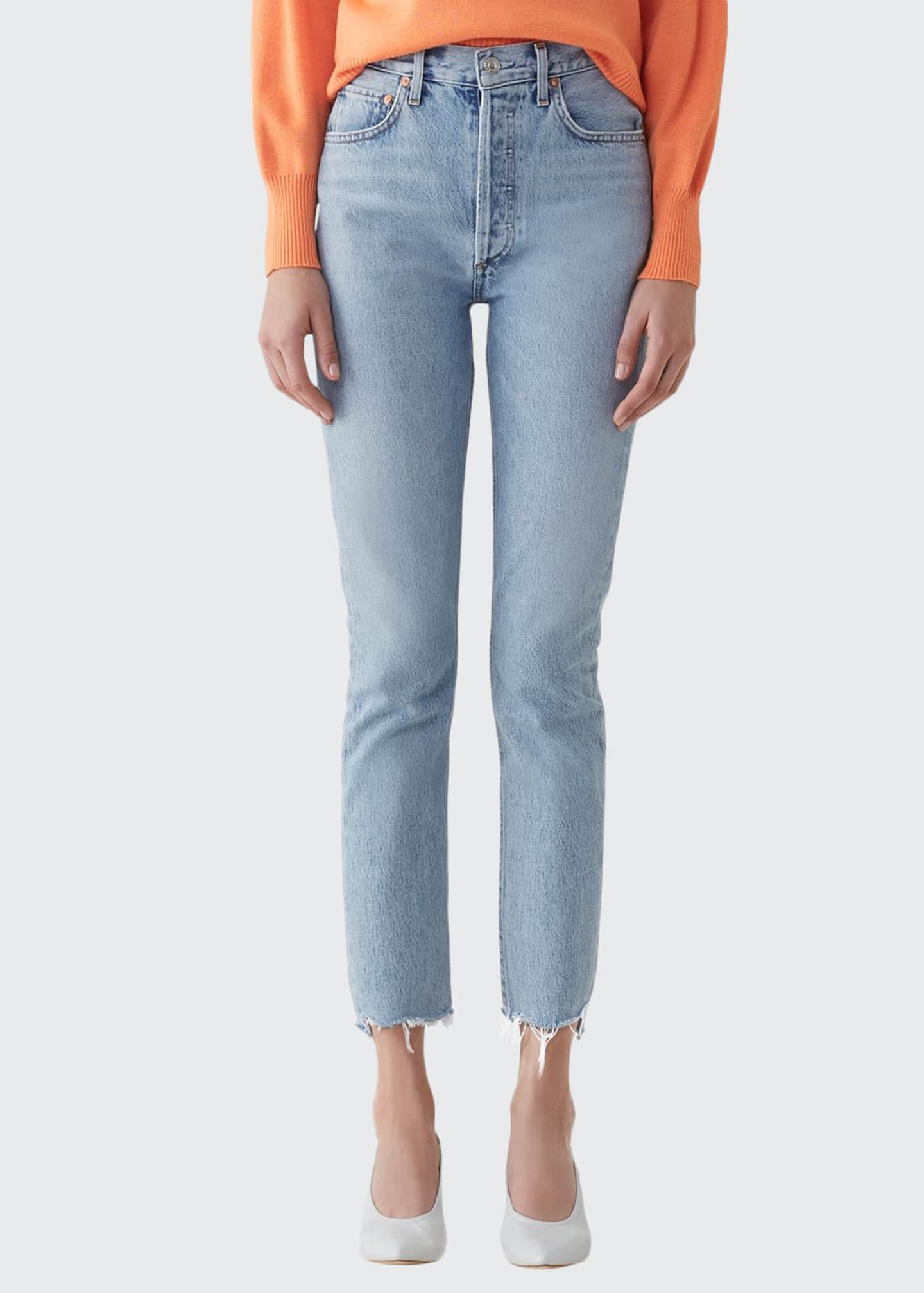 AGOLDE Riley High-Rise Straight Crop Stagger Jeans Image 1 of 3