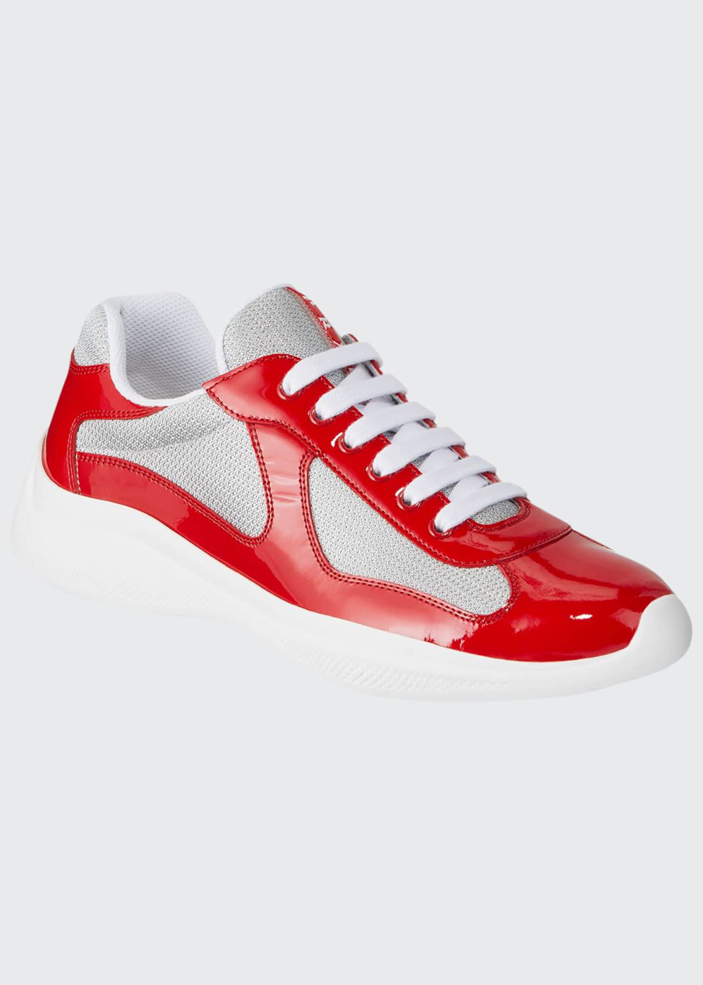 men's america's cup patent leather patchwork sneakers