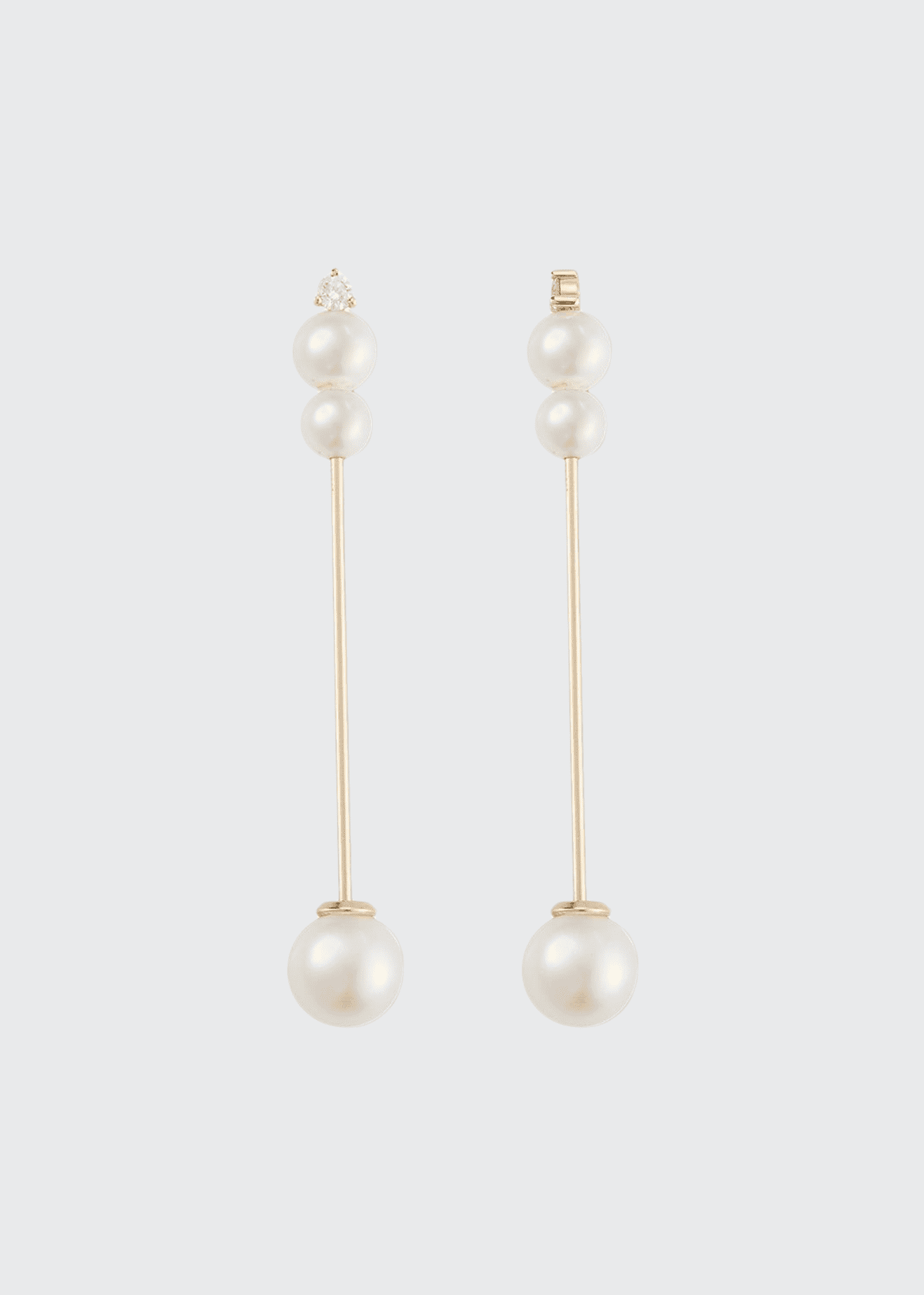 Mizuki 14k Medium Pearl & Diamond Stick Earrings - Bergdorf Goodman