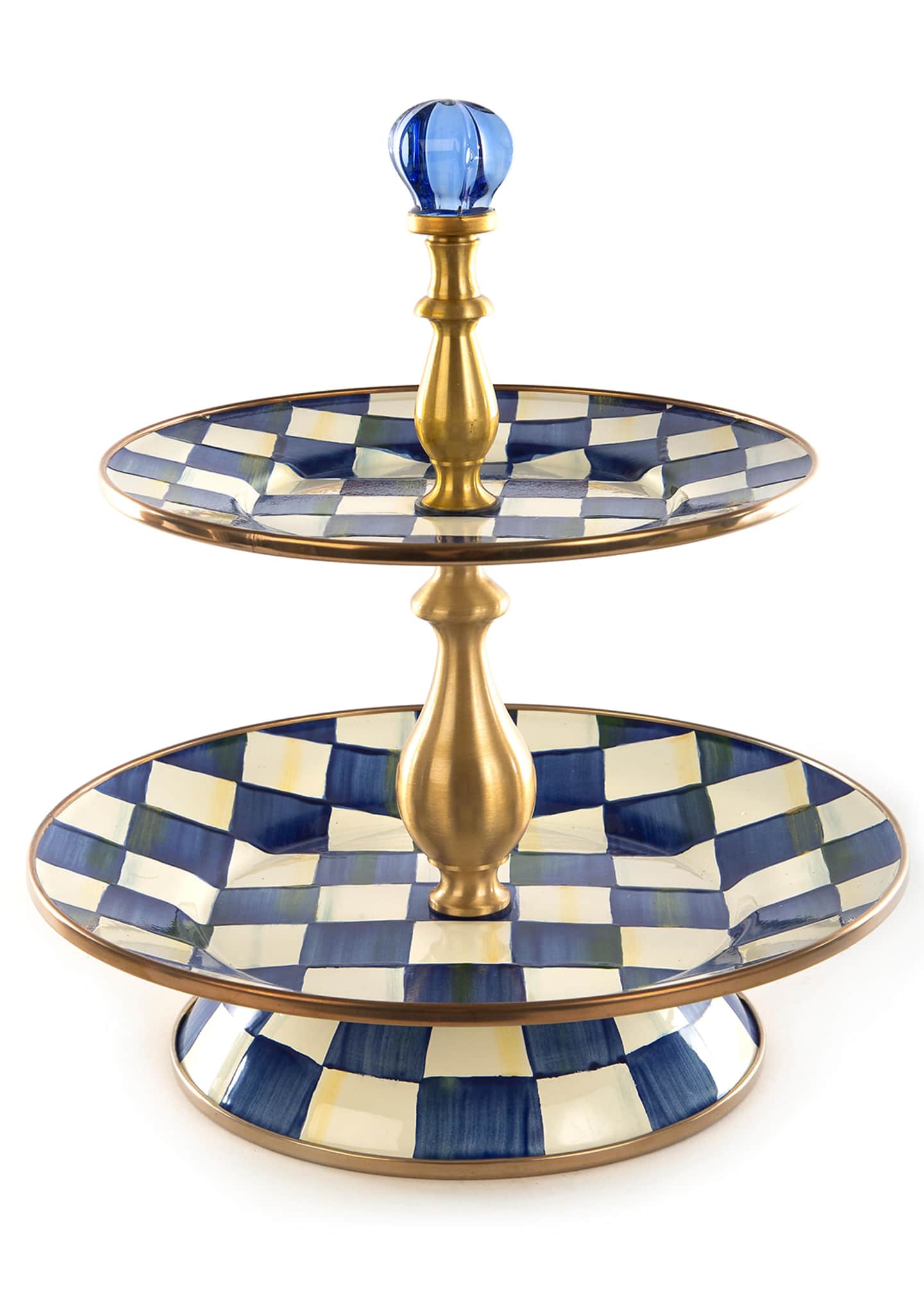 MacKenzieChilds Royal Check 2Tier Sweet Stand Bergdorf Goodman