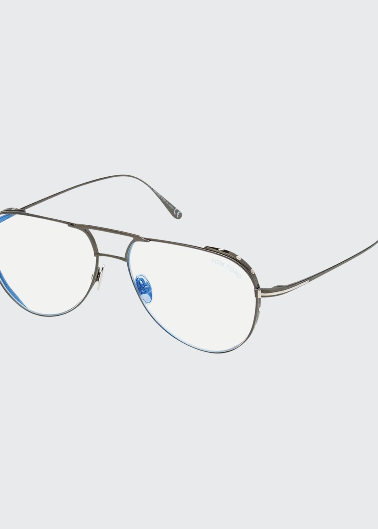 TOM FORD Men's Titanium Aviator Blue-Block Optical Frames - Bergdorf Goodman