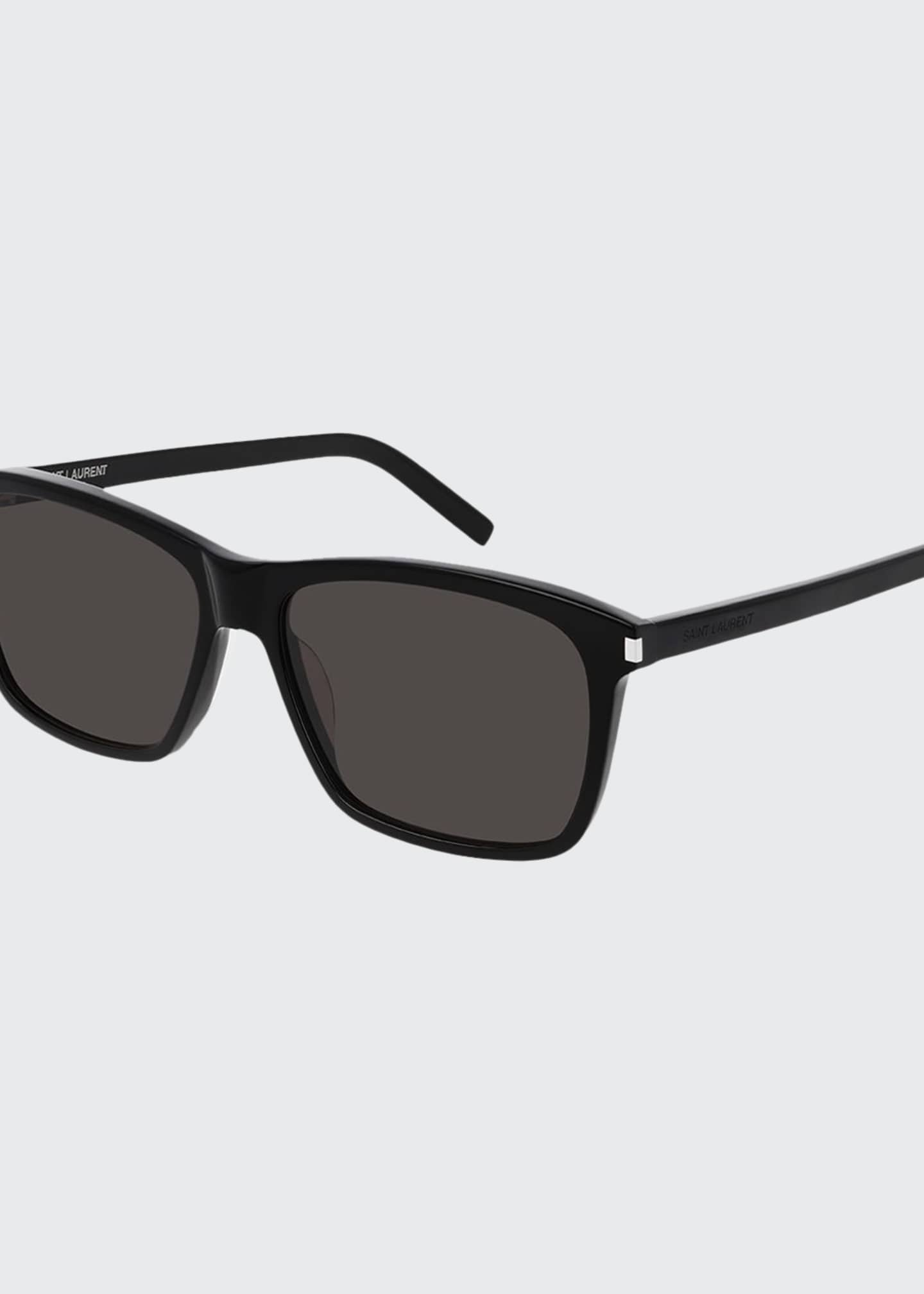 Saint Laurent Men's Rectangle Solid Acetate Sunglasses Bergdorf Goodman