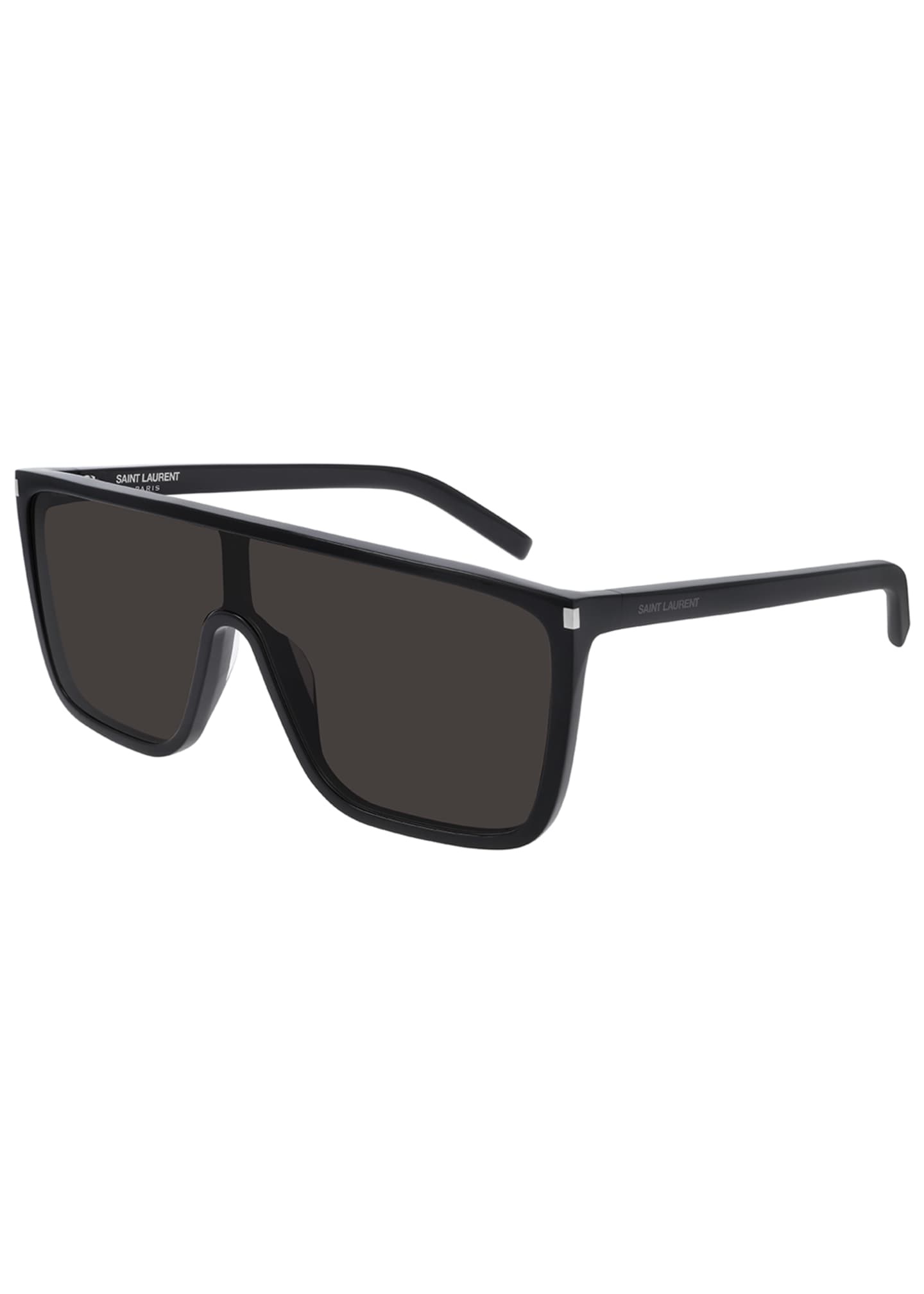 Saint Laurent Men's Mask FlatTop Propionate Shield Sunglasses