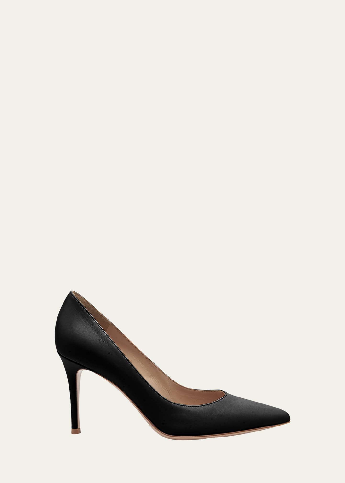Gianvito Rossi Gianvito 85 Vitello Leather Point-Toe Pumps Image 1 of 4