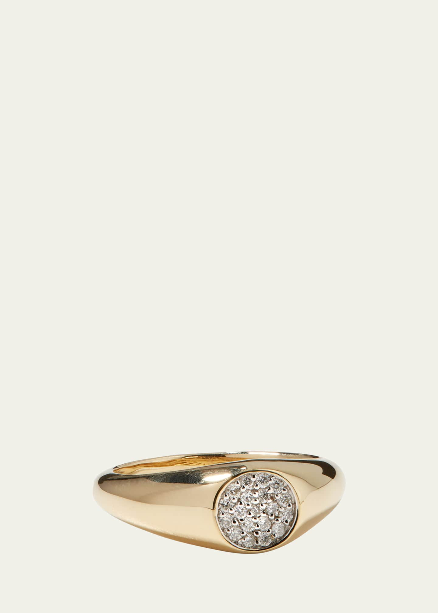 Sydney Evan 14k Round Diamond Signet Pinky Ring Image 1 of 4