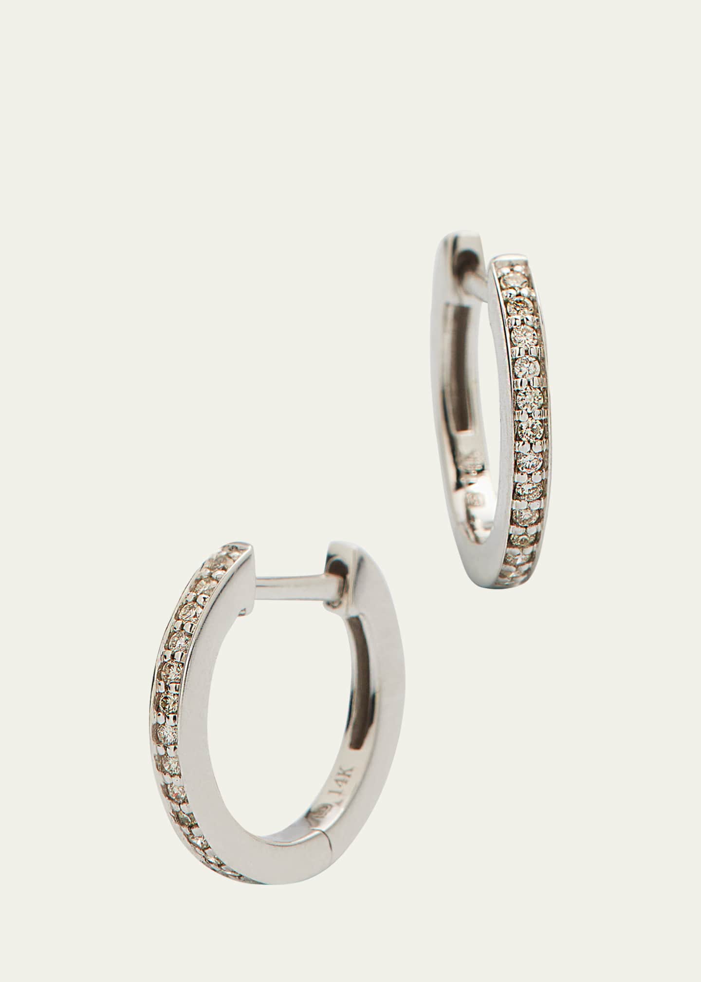 Sydney Evan 14k White Gold Diamond Huggie Hoop Earrings Image 1 of 4