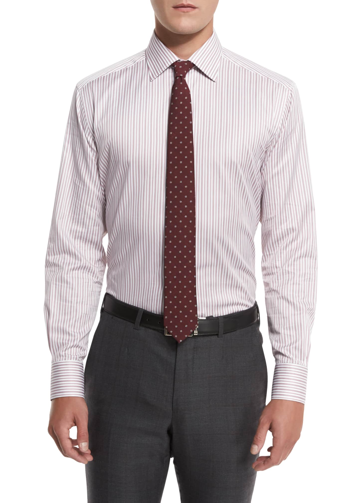 Red striped dress shirt clearance