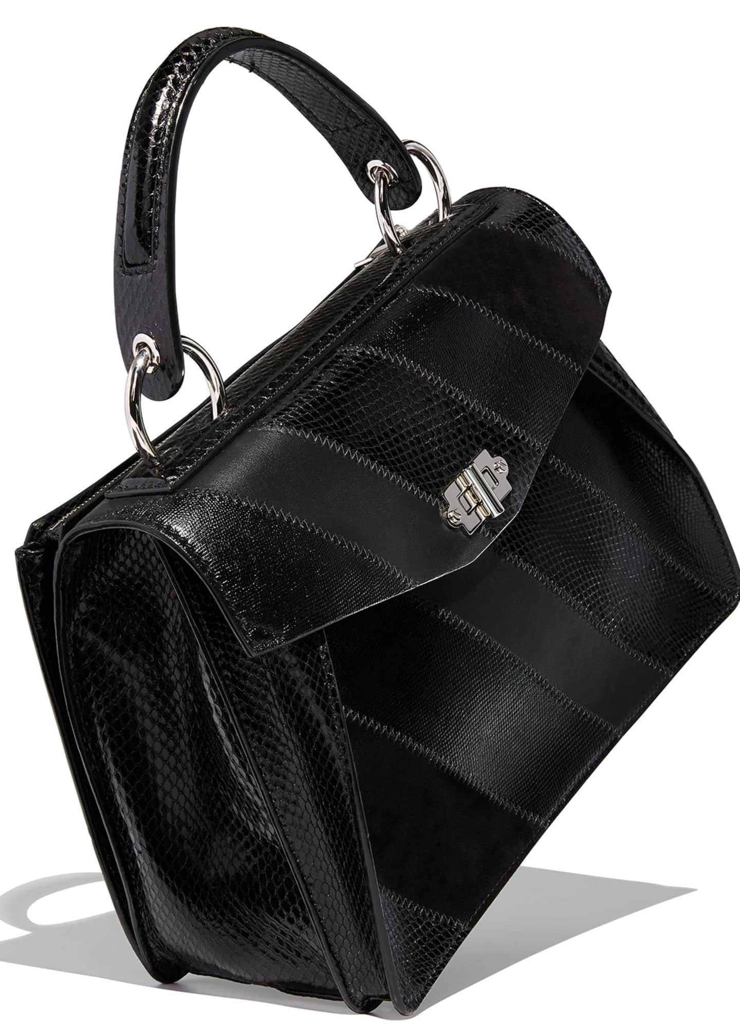 Proenza Schouler Hava Medium Striped TopHandle Satchel Bag, Black