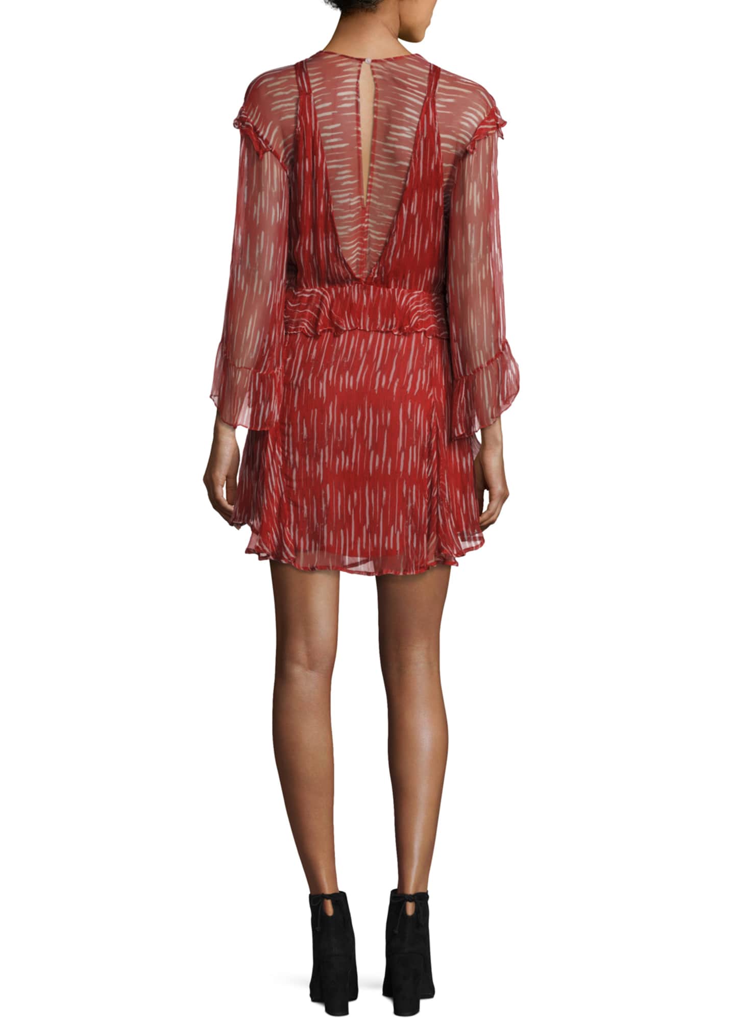 Iro Canyon Long Sleeve Ruffled Dress Red White Bergdorf Goodman