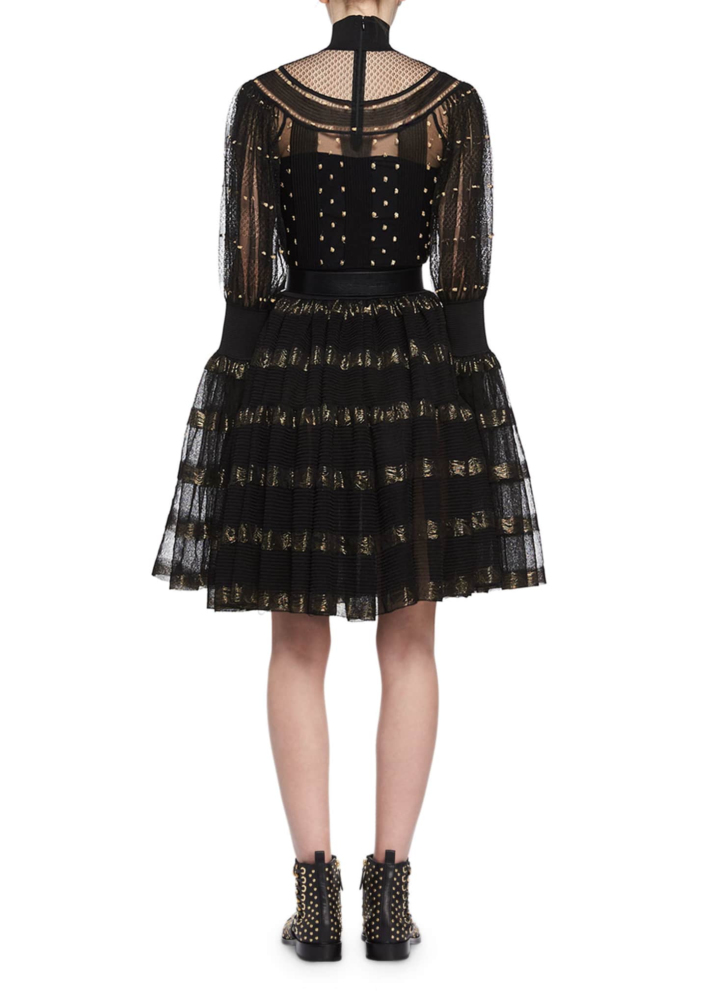 lace stripe cocktail dress