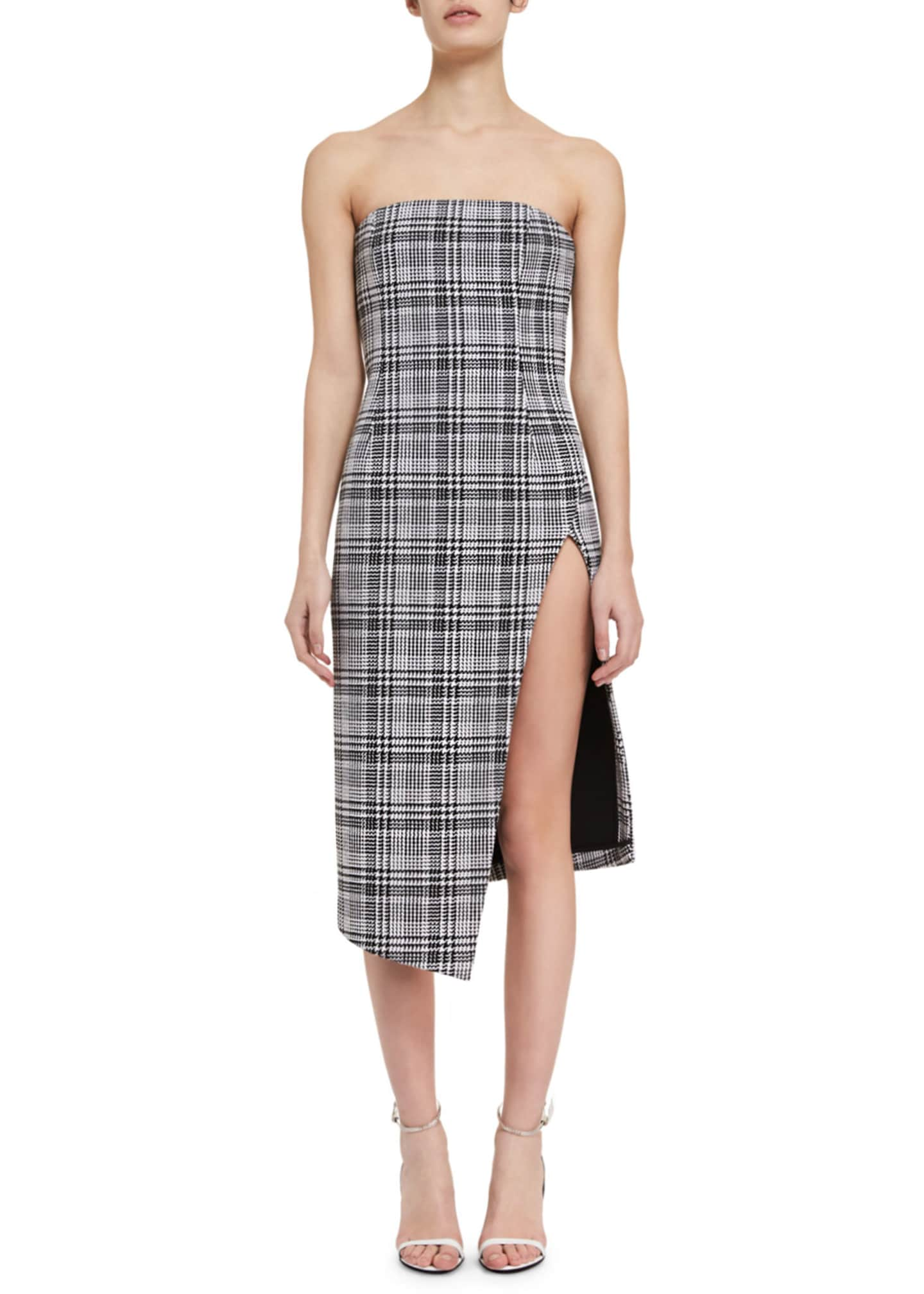 Off-White Strapless Plaid Bustier Dress - Bergdorf Goodman