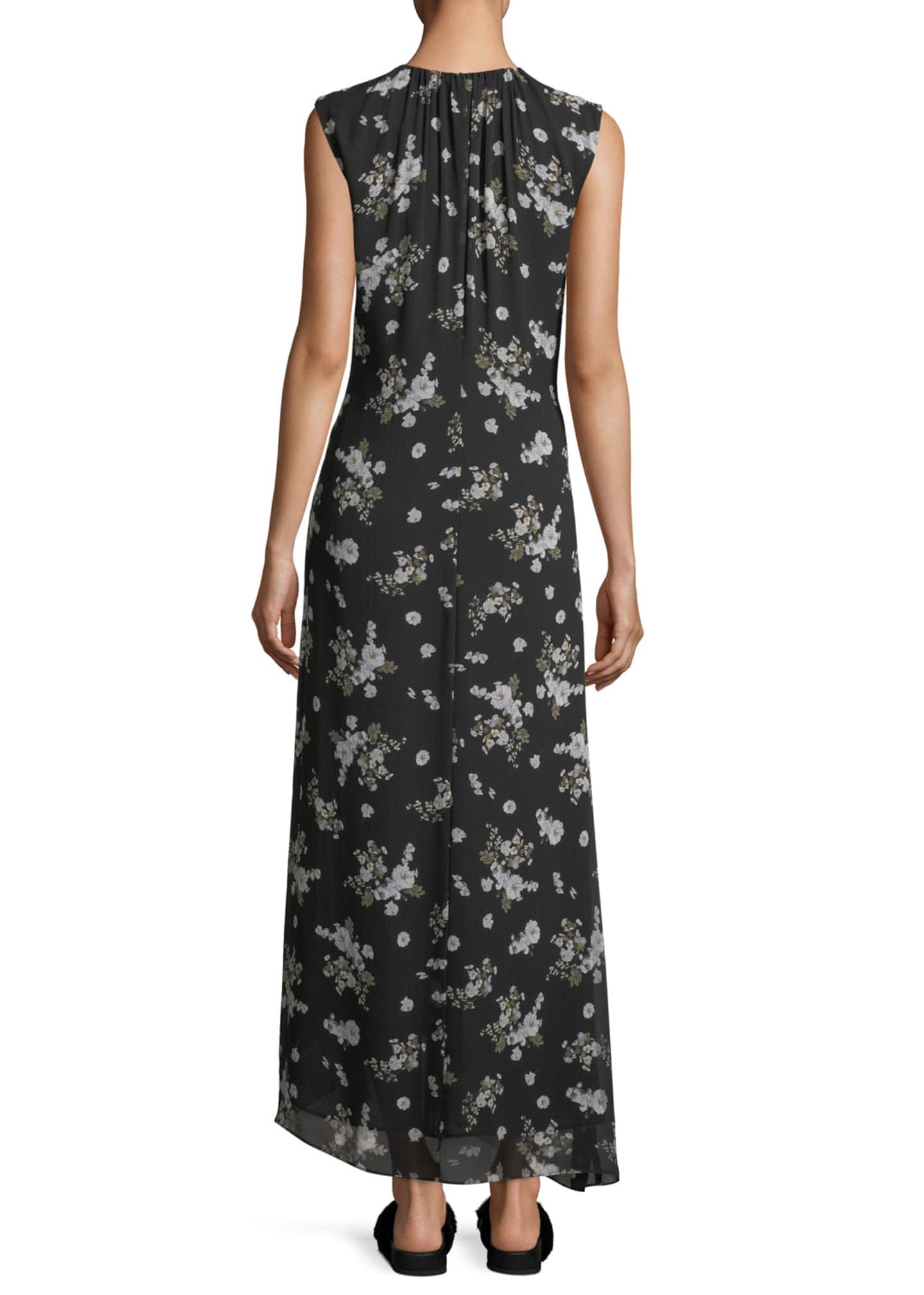Vince Tossed Floral-Print Sleeveless Silk Maxi Dress - Bergdorf Goodman
