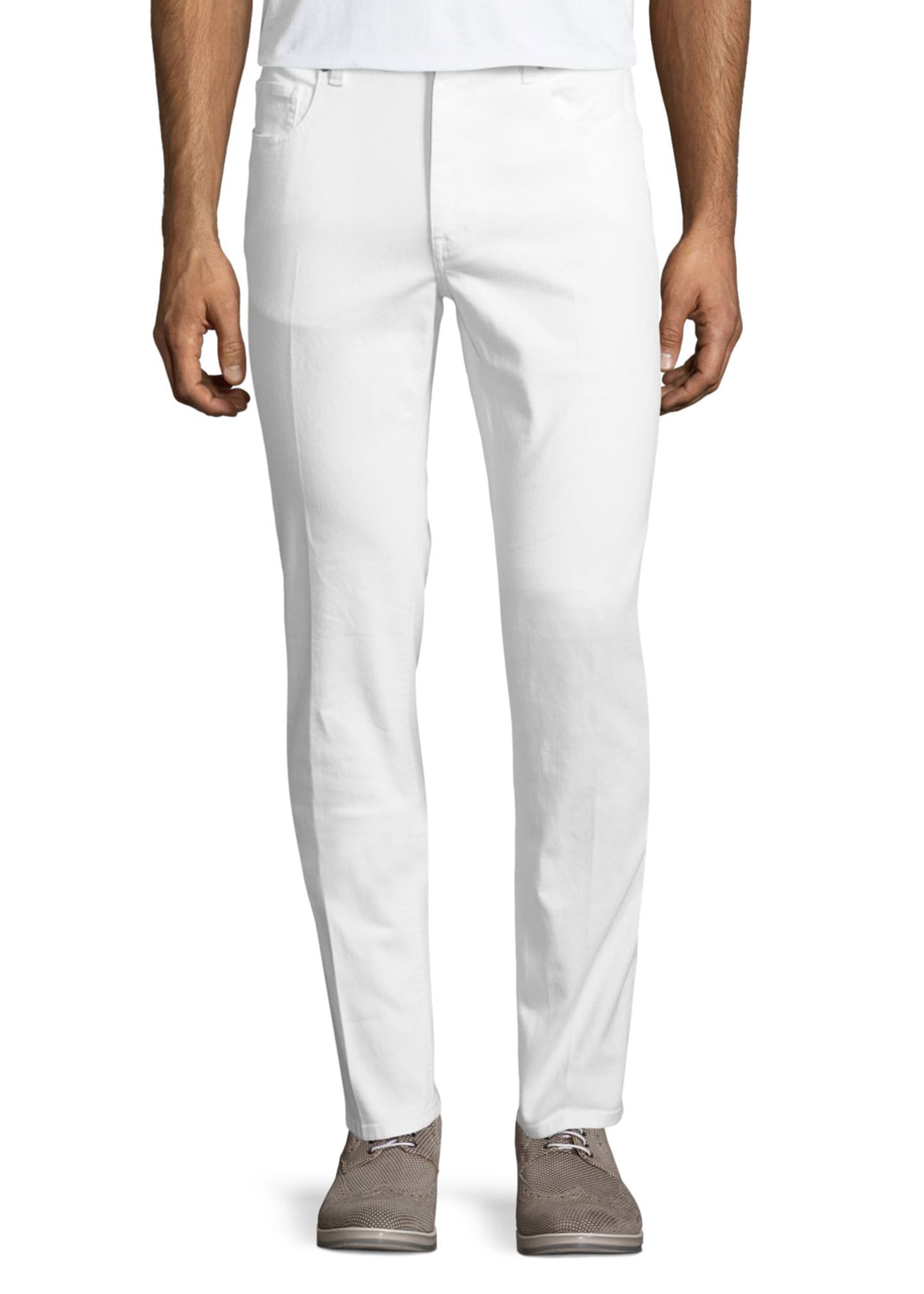 Z Zegna Five-Pocket Solid Stretch-Cotton Denim Jeans Image 1 of 3