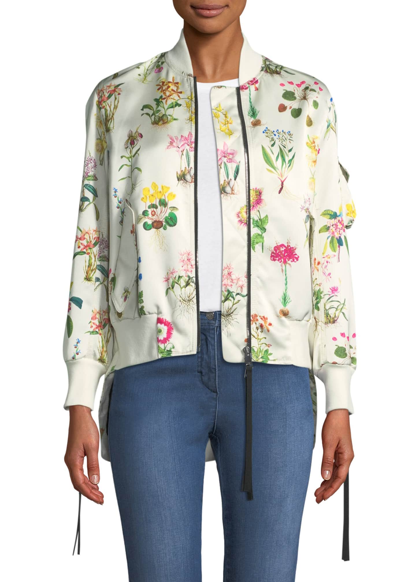 Satin floral bomber clearance jacket