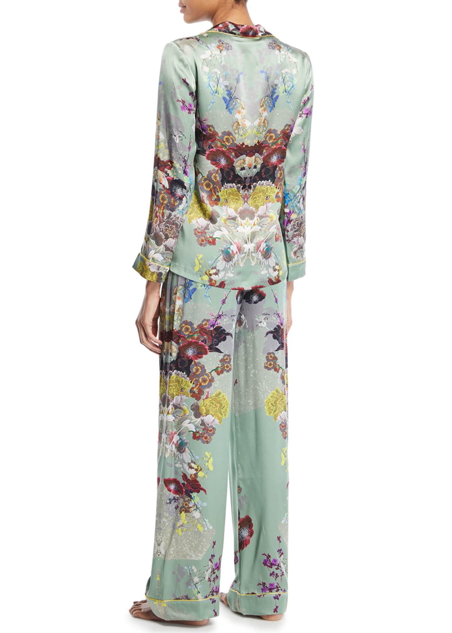 Meng Floral-Print Silk Long Pajama Set - Bergdorf Goodman