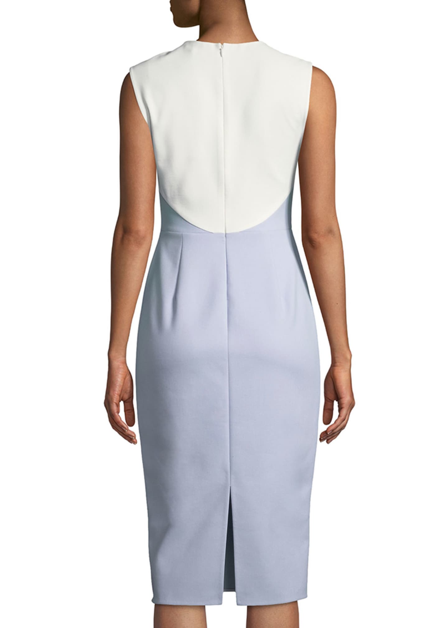 Colorblock Sleeveless Body Con Midi Sheath Dress