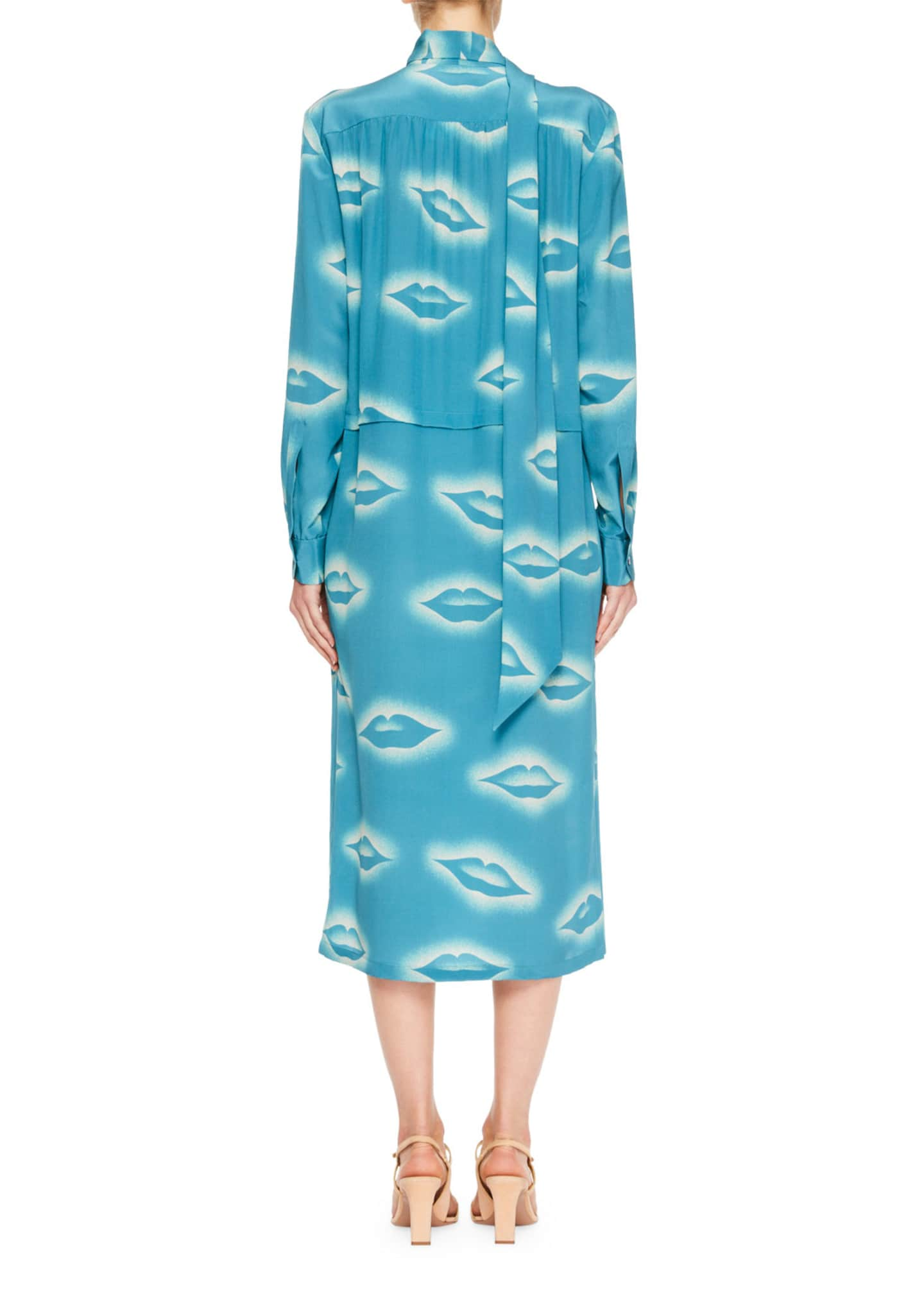 Decussi Lip-Print Scarf-Tie Dress