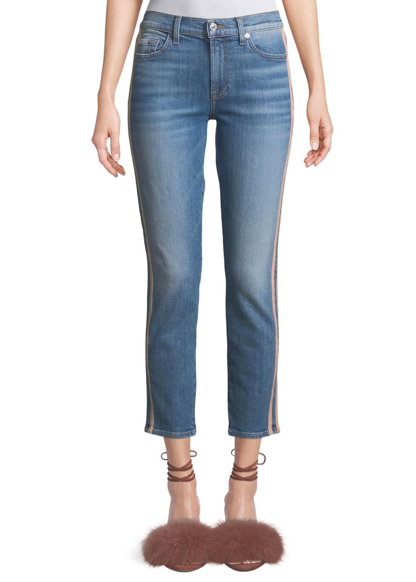 7 for all mankind Roxanne Straight Leg Ankle Jeans with Faux