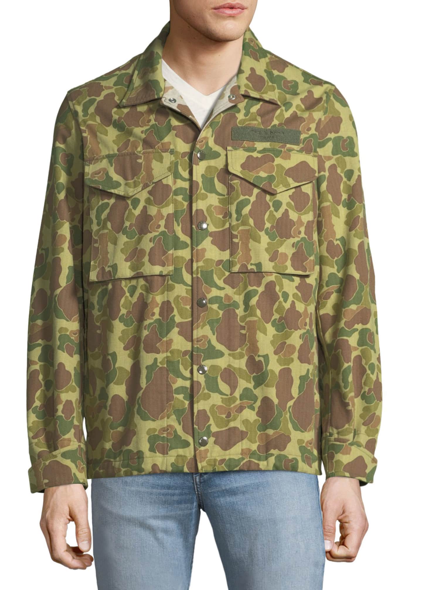 Men's Camouflage-Print Flight Shirt Jacket
