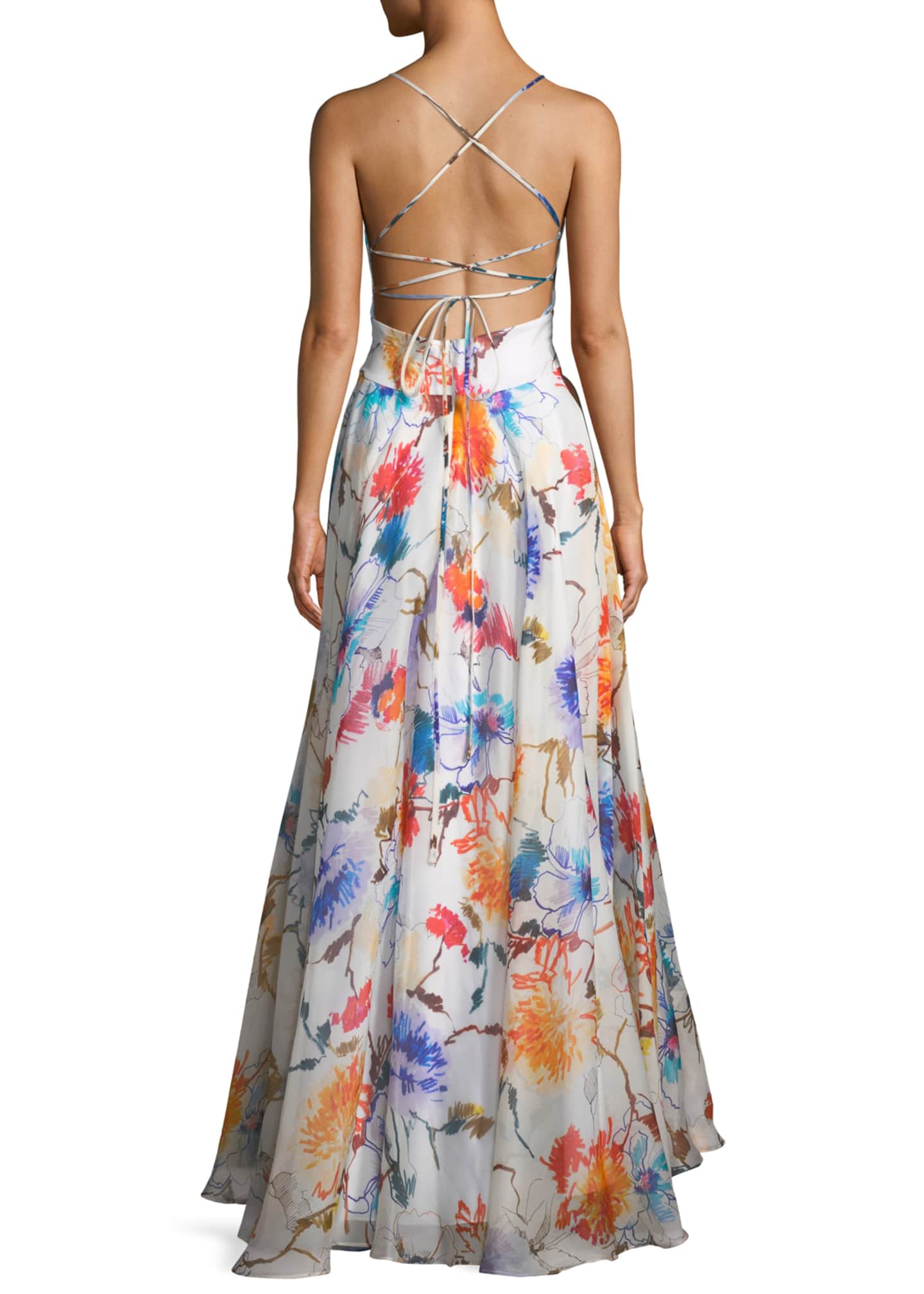 Milly Alana Floral-Print Silk Gazar Gown Image 2 of 2