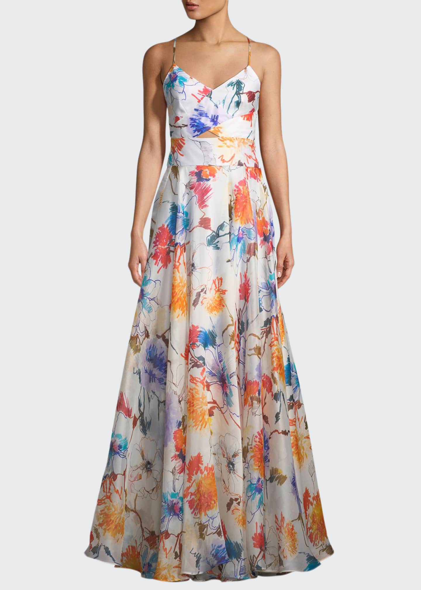 Milly Alana Floral-Print Silk Gazar Gown Image 1 of 2