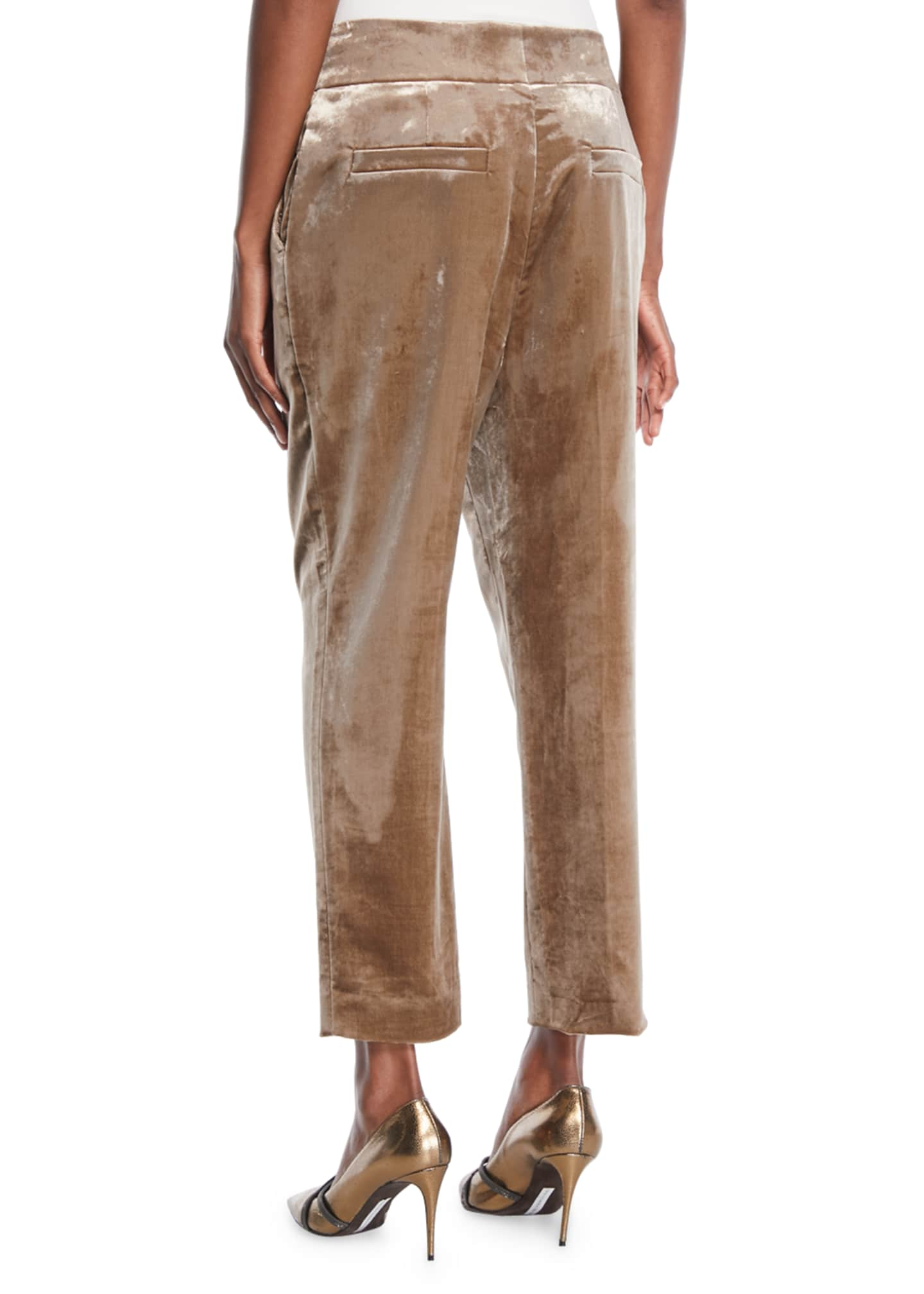 Brunello Cucinelli High-Rise Straight-Leg Crushed Velvet Pants - Bergdorf  Goodman